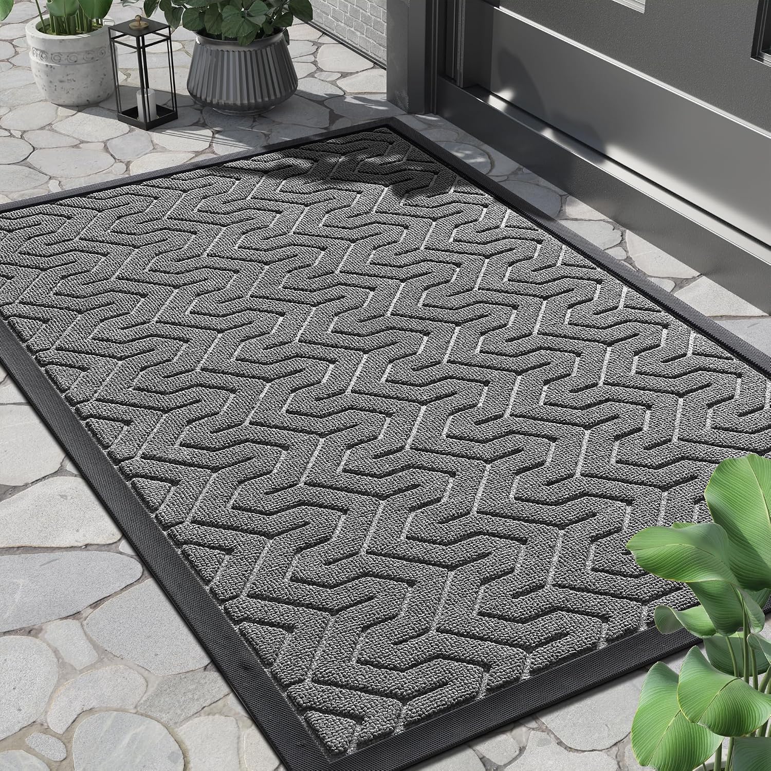 Yimobra Indoor Outdoor Mats for Front Door, Gray, 29.5x17