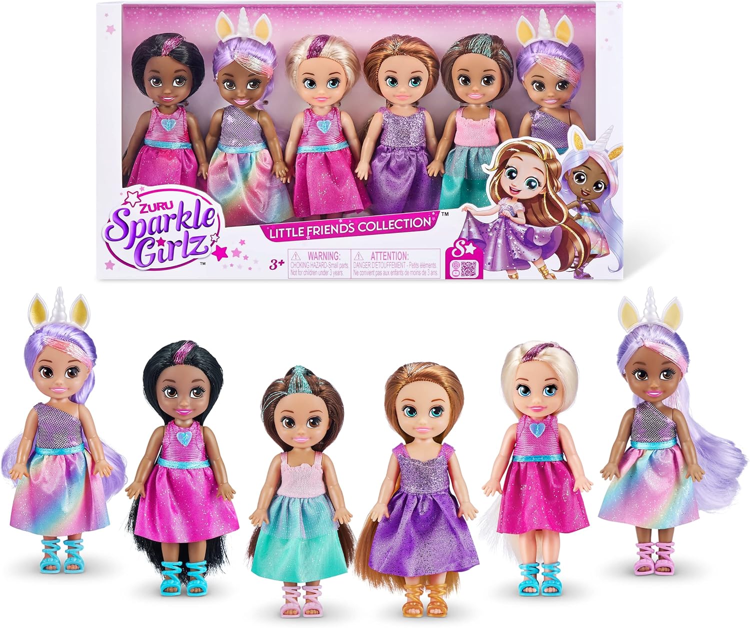 Sparkle Girlz Princess, Collectible Fashion Dolls, Princess Dress Up Dolls (6 Pack)
