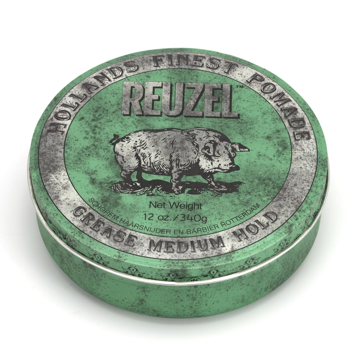 REUZEL Green Grease Pomade, Medium All Day Hold, Oil-Based Styling Wax, Medium Shine and Flake Free, Easy To Wash Out, For All Hairstyles