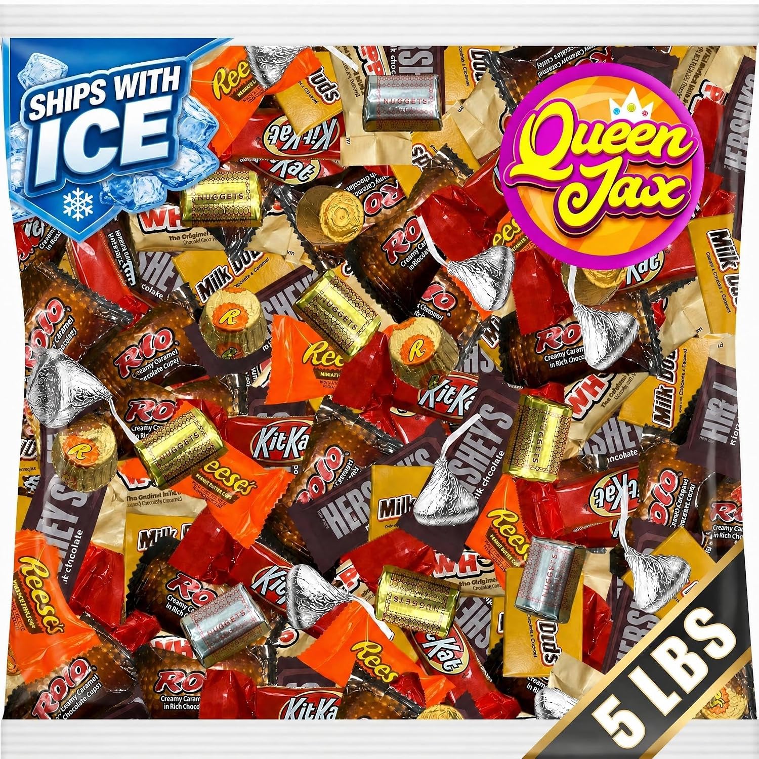 Assorted Chocolate Candy Variety Pack - 5 Lb Bulk Chocolate Mix - Mini Chocolate Bars Individually Wrapped - July 4th