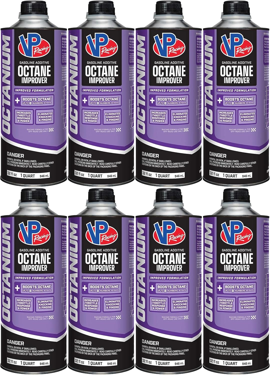 VP Racing Fuels 2855, Madditive Octanium Octane Booster Racing Formula - Quart (8 Pack)