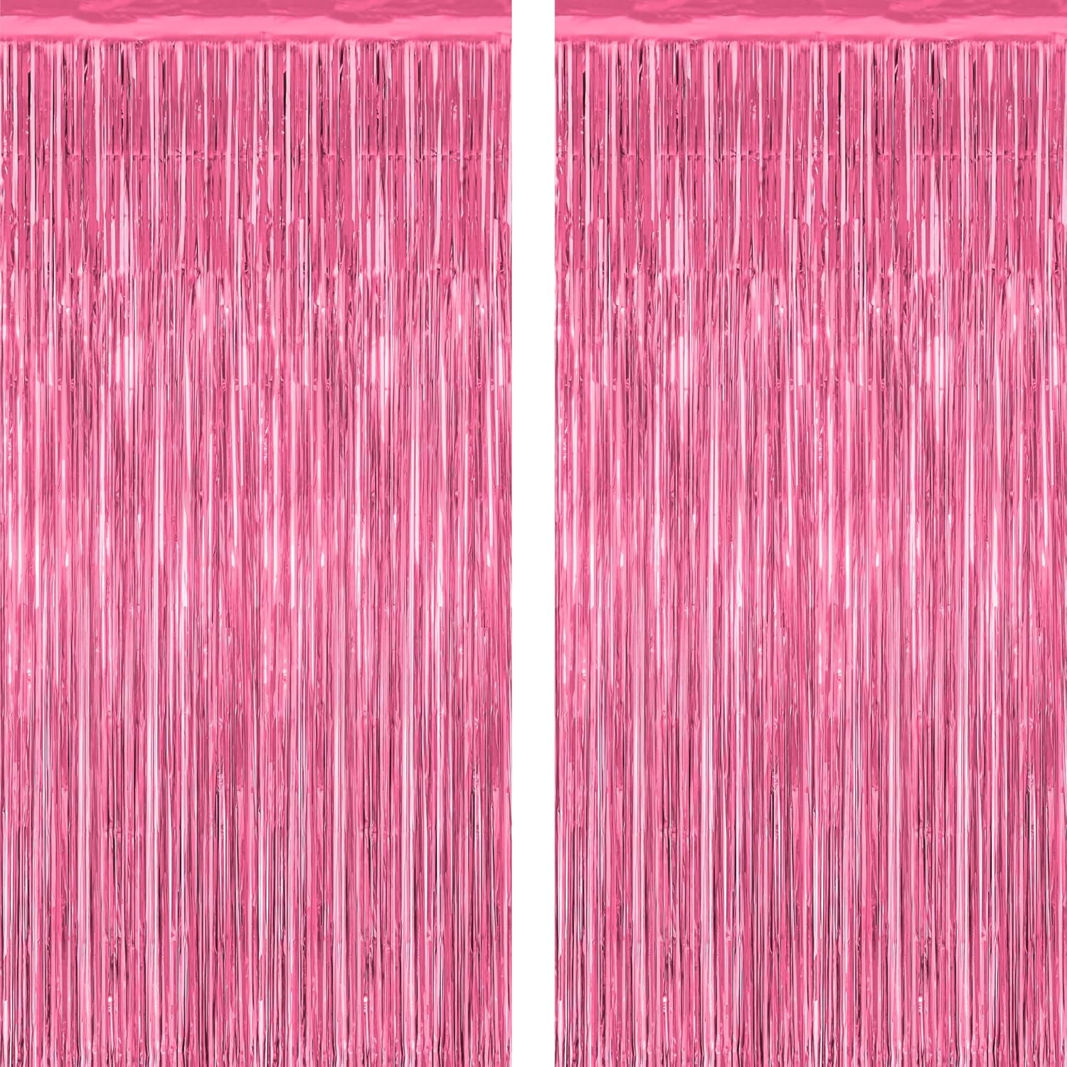 2 Pack Pink Party Decorations, 3.28 FT x 7.05 FT Pink Backdrop, Metallic Tinsel Backdrop Fringe Curtains Backdrop Curtains, Photo Backdrop Party Supplies Birthday Party Decorations