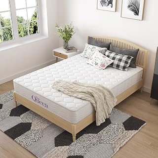 NapQueen 8 Inch Innerspring Twin Size Medium Firm Memory Foam Mattress, Bed in a Box, White