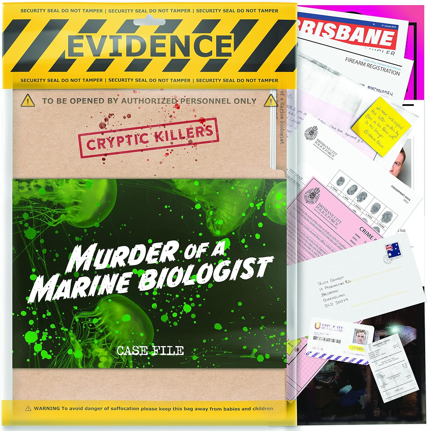 Cryptic Killers Unsolved murder mystery game - Cold Case Files Investigation Detective clues/evidence - Solve the crime - individuals, date nights & party groups - Murder of a Marine Biologist