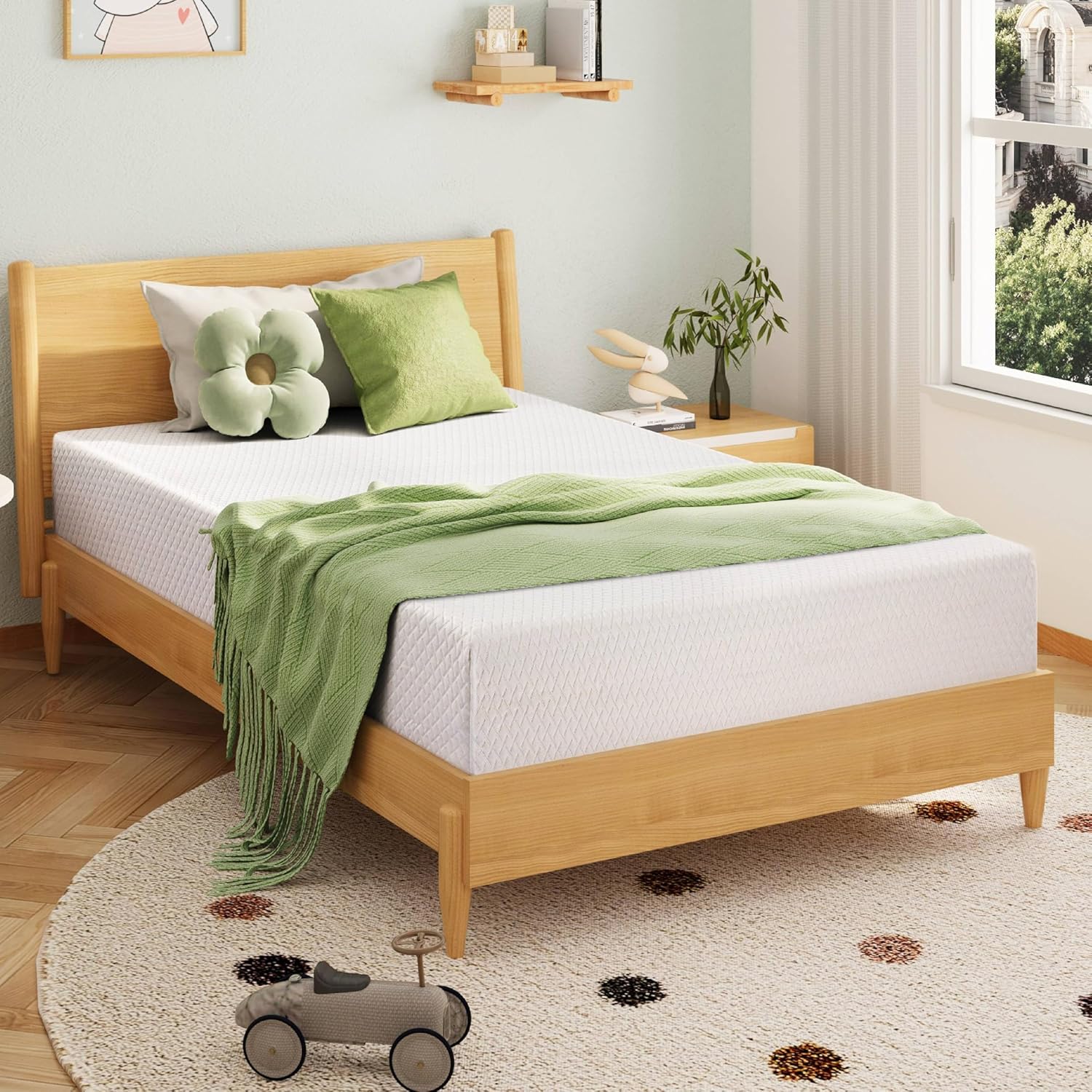Full Size Memory Foam Mattress, 8 Inch Bed Mattress in A Box with Cooling Green Tea Gel, Pressure Relief with Medium Firm Support, CertiPUR-US Certified, 75''L x 54''W, ‎37.3 pounds White