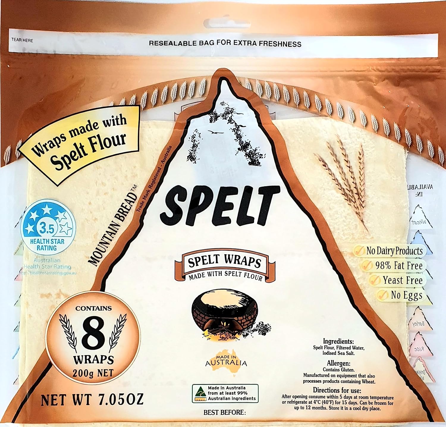 Mountain Bread Spelt Wraps 200 g