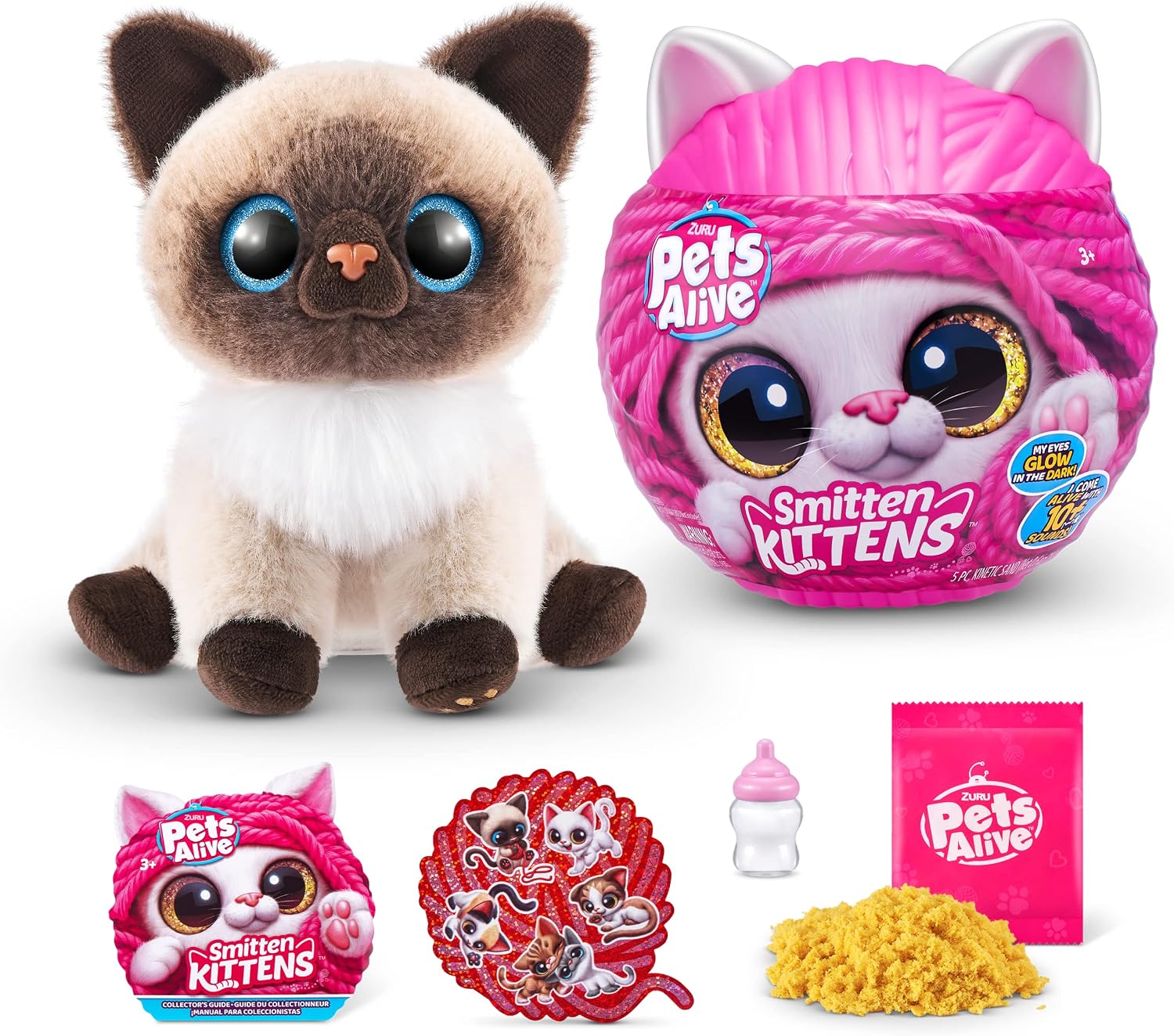 Pets Alive Smitten Kittens Mooloo, Surprise Kitten Plush, Ultra Soft Plushies, Interactive Toy Pets, Electronic Pet Kitten, Ages 3+ (Mooloo)