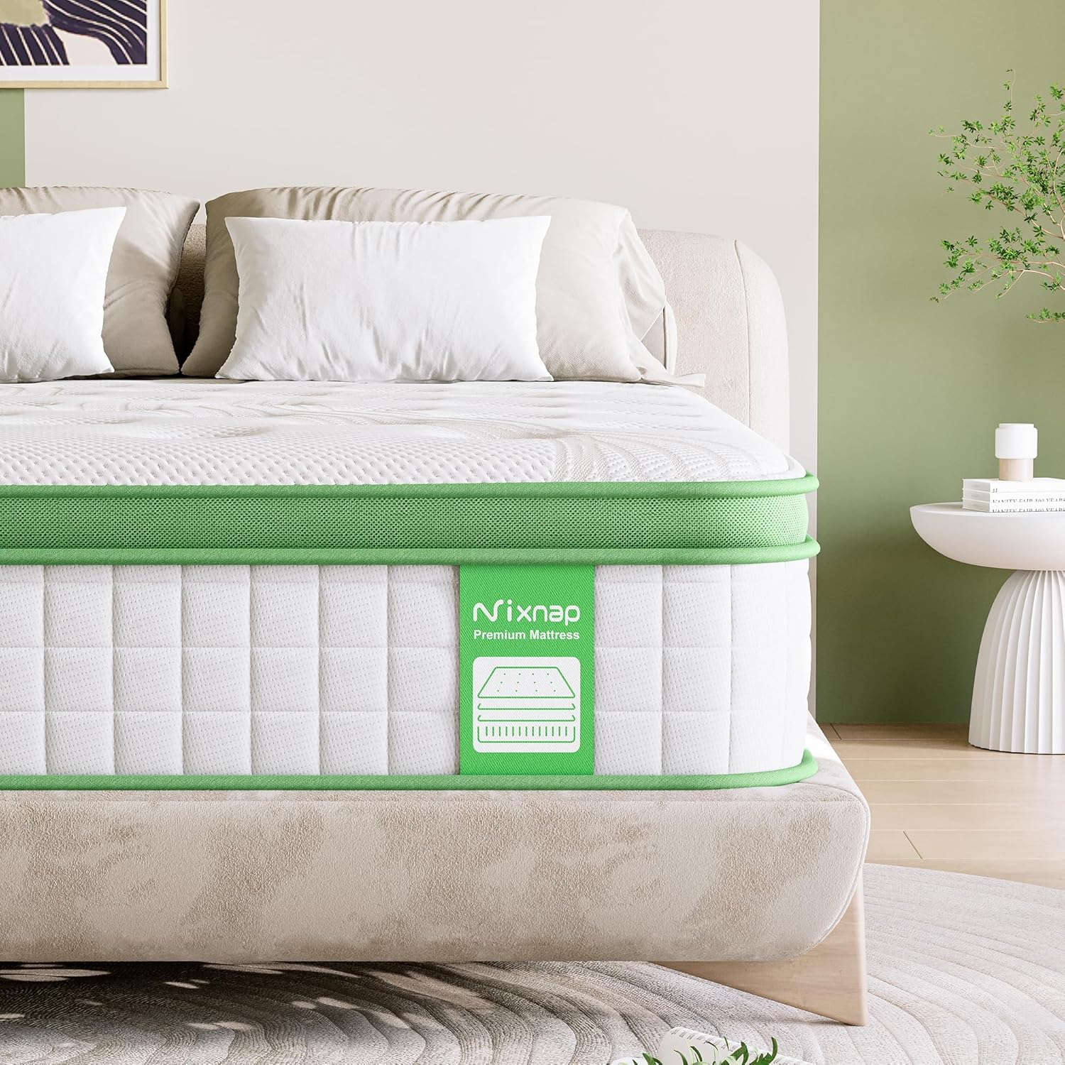 NIXNAP Mattress King Size, 10 Inch Hybrid Mattress with Gel Memory Foam & Individually Pocket Springs, 9-Zone Orthopaedic, Medium Firm for Pressure & Back Pain Relief, 150x200x25cm