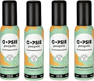 Pre Poop Spray - 4 Pack Natural Pre Poo Toilet Spray for Bathrooms, Trap Odors & Eliminate Embarrassment, 2oz Travel Size Pre Poo Air Freshener Spray (Mediterranean Sage)