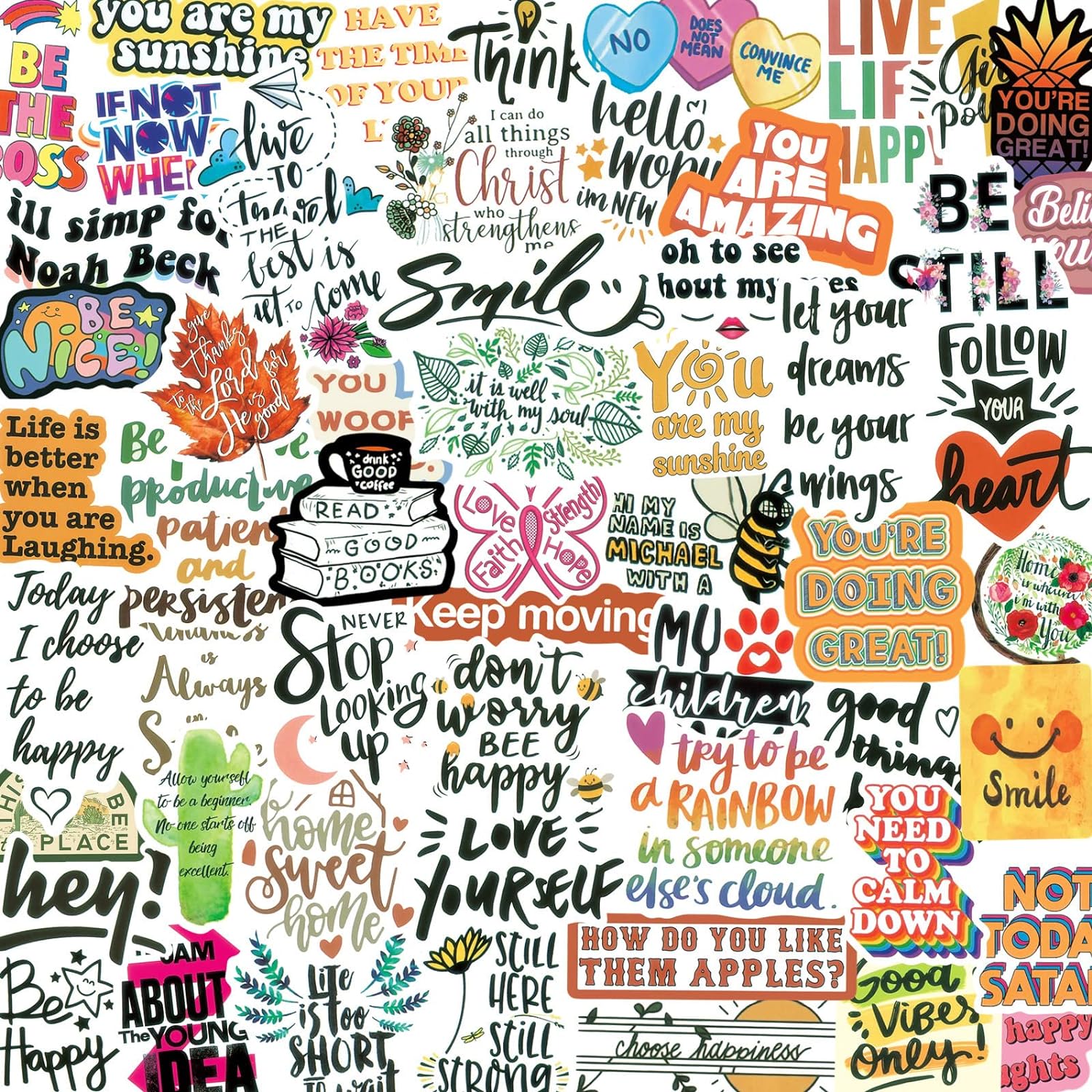 200PCS Inspirational Stickers for Water Bottles, Motivational Stickers for Adults, Teens, Teachers, Vinyl Waterproof Laptop Sticker for Hydroflasks Journaling Scrapbooking Vision Board Supplies