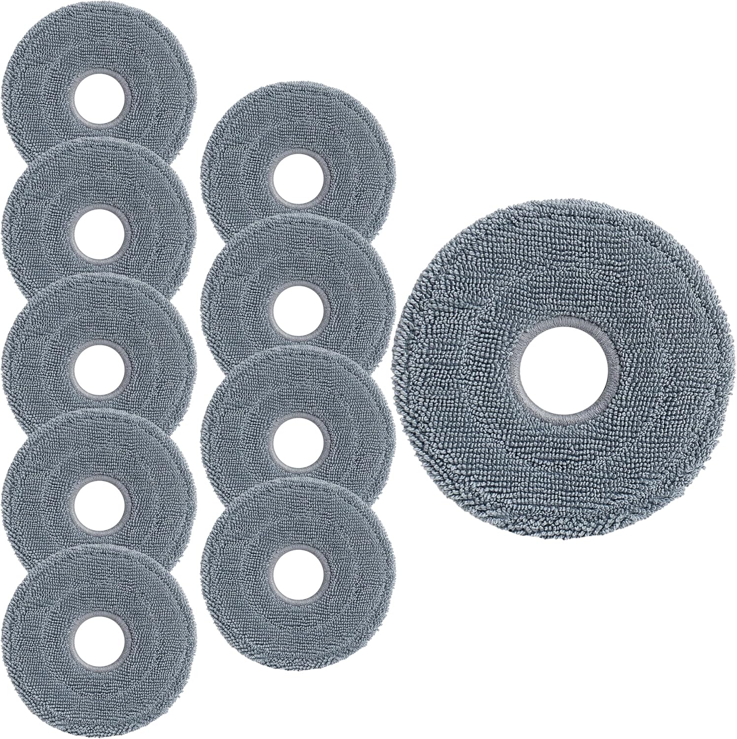 10Pcs Microfiber Vacuum Robot Mop Pads,Compatible Roborock Qrevo Series/Dreame X+L Series/Ecovacs Deebot Series,Suitable for The Installation Bracket of Most Robot Disc Mop,Reusable and Durable