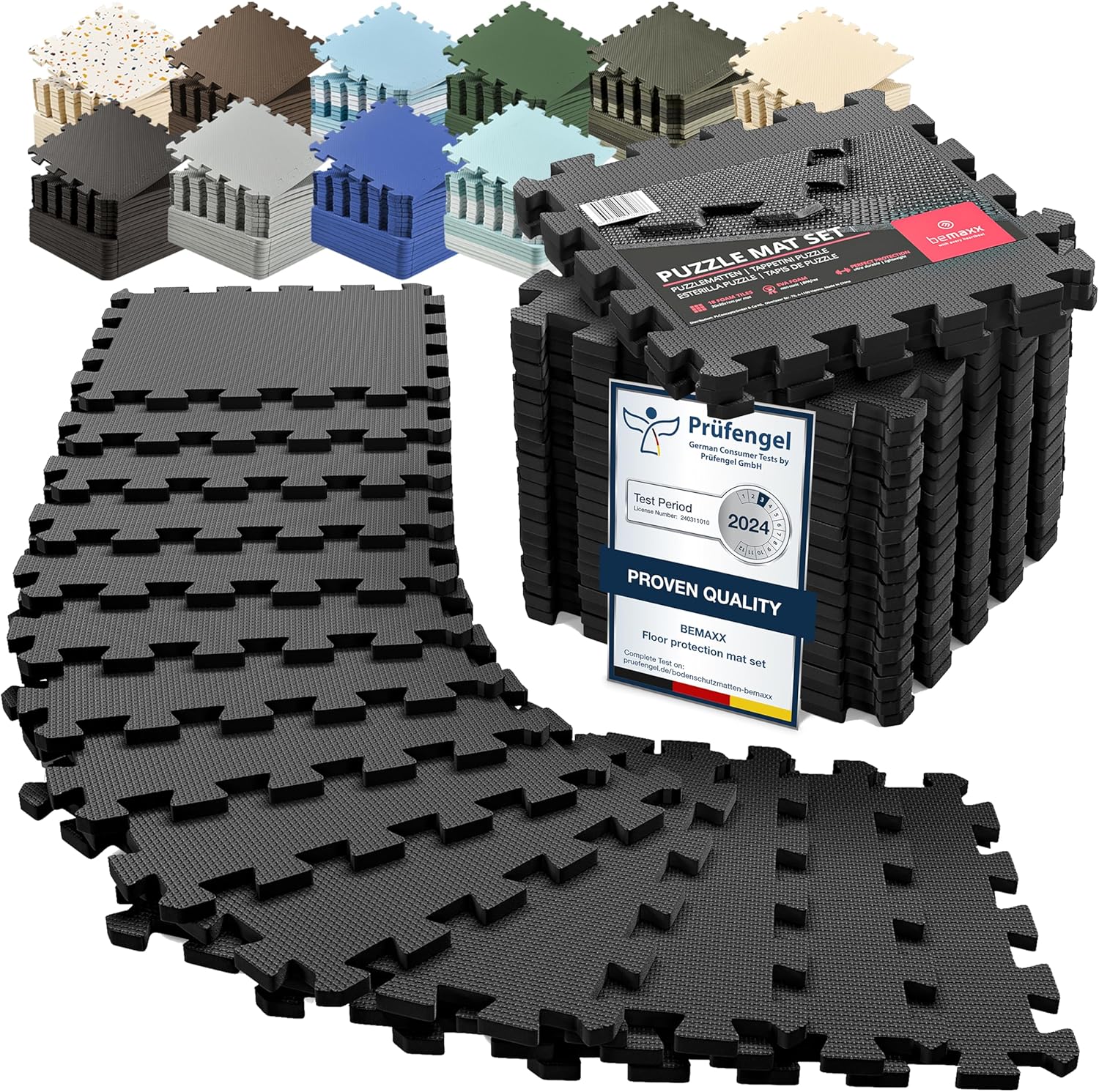 Interlocking Soft Foam Floor Mat - 18 Pieces Protective Gym Flooring Set, Exercise Mats EVA Puzzle Rubber Tiles, Ground Surface Protection Workout Underlay Matting Sports Pool Home Fitness Garage