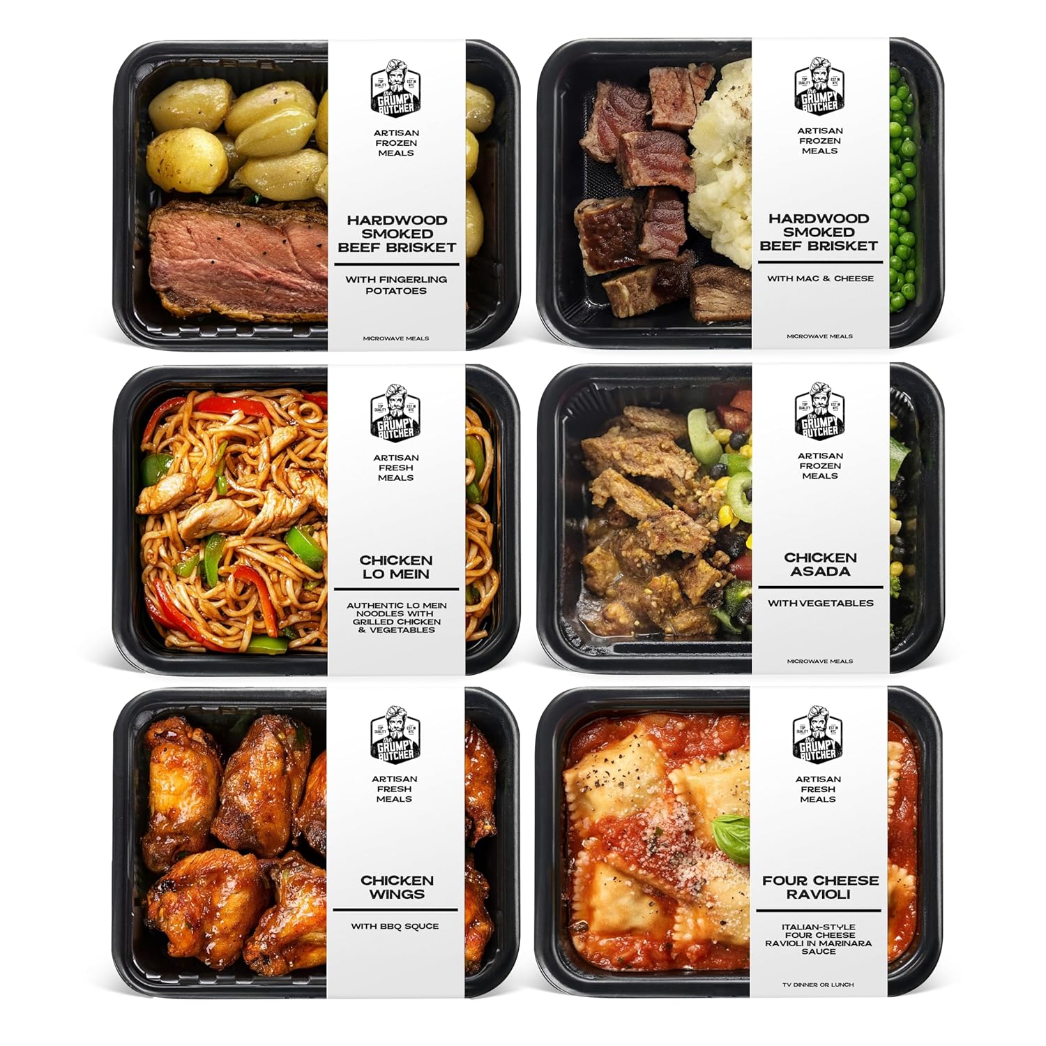 Grumpy Butcher Chef-Crafted Gourmet Meals Sampler: BBQ Fusion, 6-pack (10-15 oz each) – Premium Prepared Meals & Entrees