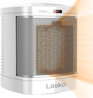 Lasko CD08200 Small Portable Ceramic Space Heater for Bathroom and Indoor Home Use, White, 6.25 x 6.25 x 7.65 inches