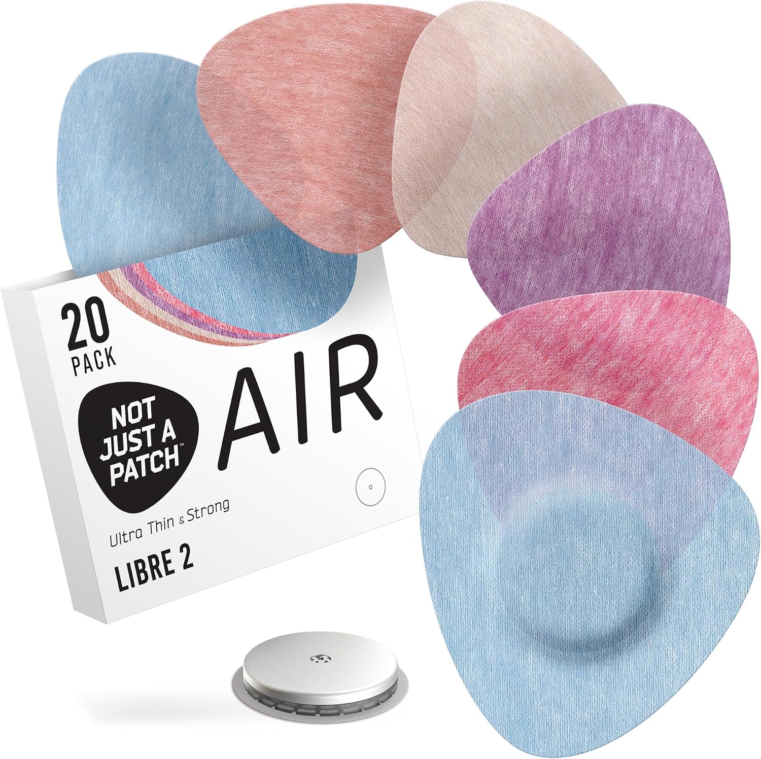 Not Just A Patch Freestyle Libre 2 Covers (20 Pack) - Thin, Strong and Light, Ultra-Long 14 Day Adhesion - Durable Lingo CGM & Libre 2 Sensor & Protector Patches - Multicolor
