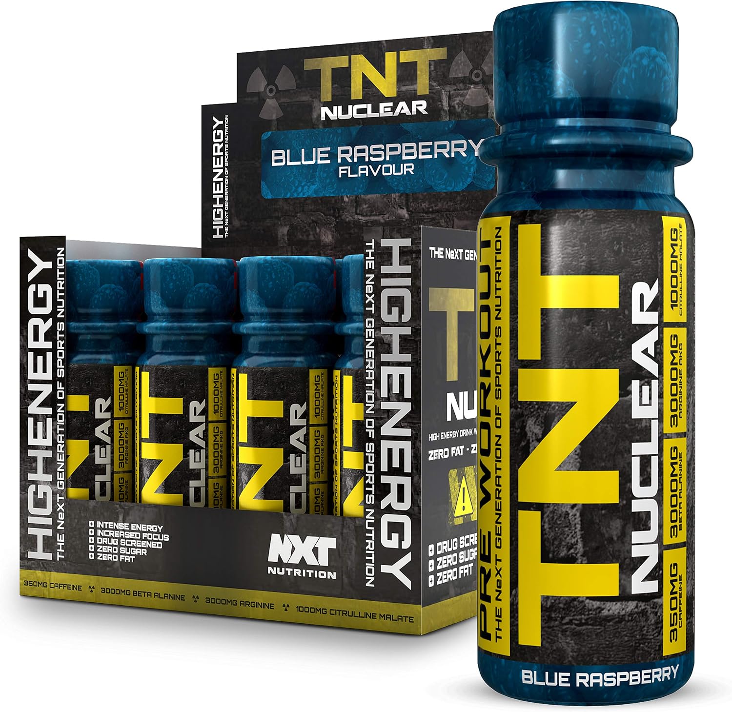 NXT Nutrition TNT Nuclear Shots - Pre Workout Drink 12 x 60ml | Blue Raspberry