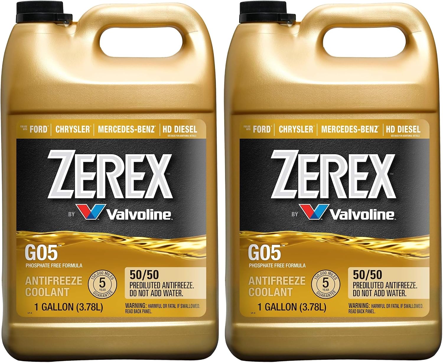 Zerex G05 Phosphate Free 50/50 Ready-to-Use Antifreeze/Coolant, 1 GA (Pack of 2)