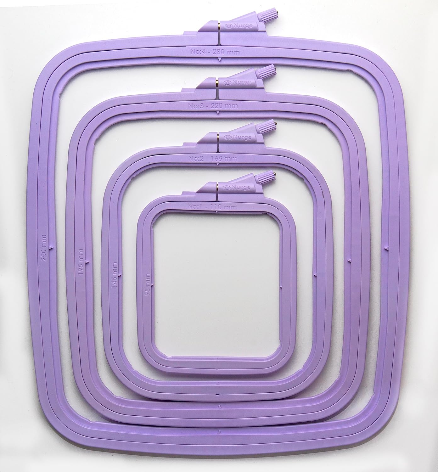 Lilac 4 Pcs Set Plastic Square Embroidery Hoop, Cross Stitch Hoops, Punch Needle Hoop , DIY Craft Sewing,ABS Plastic Embroidery Hoops