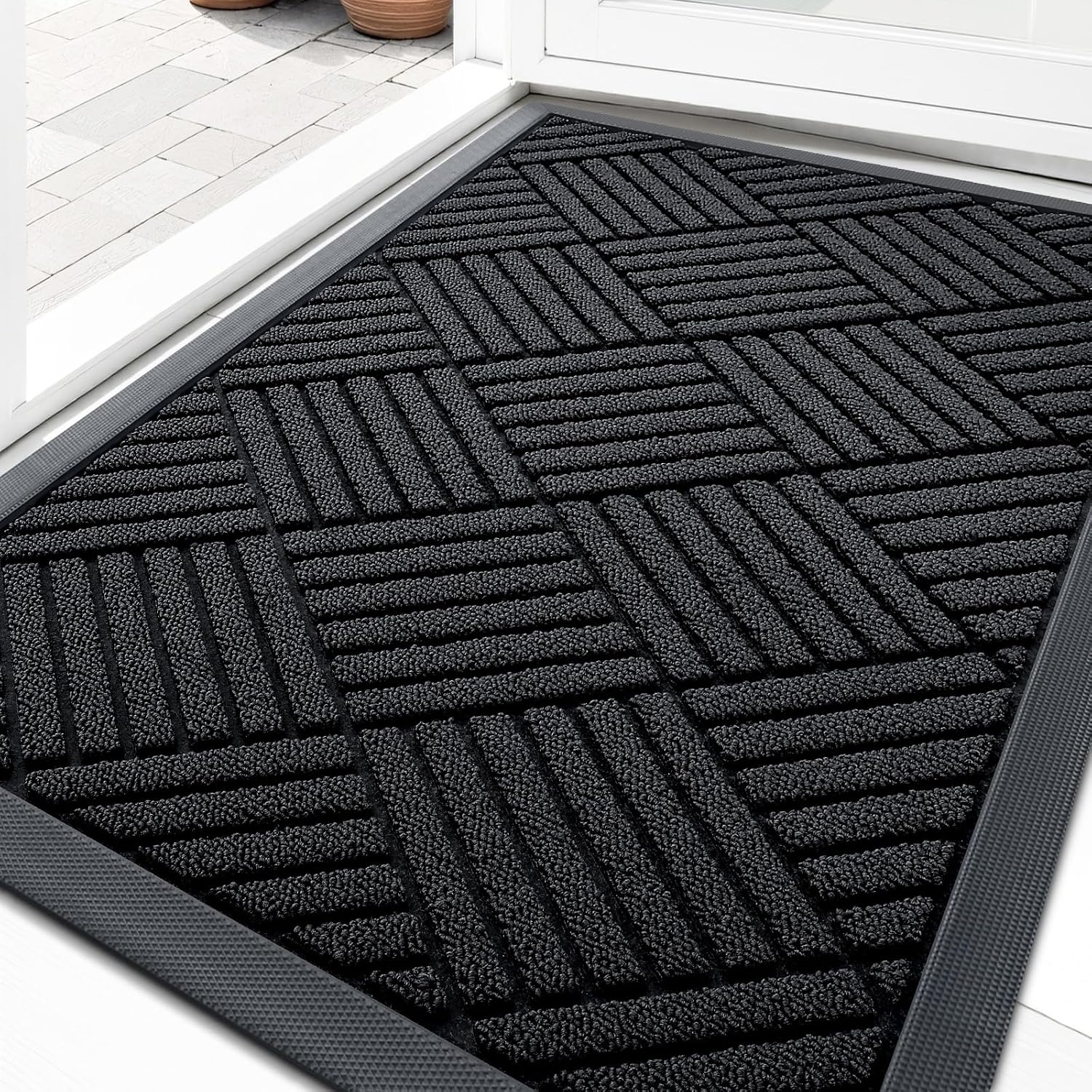 OLANLY Front Door Mat Outside Entrance, Waterproof Heavy-Duty Doormat