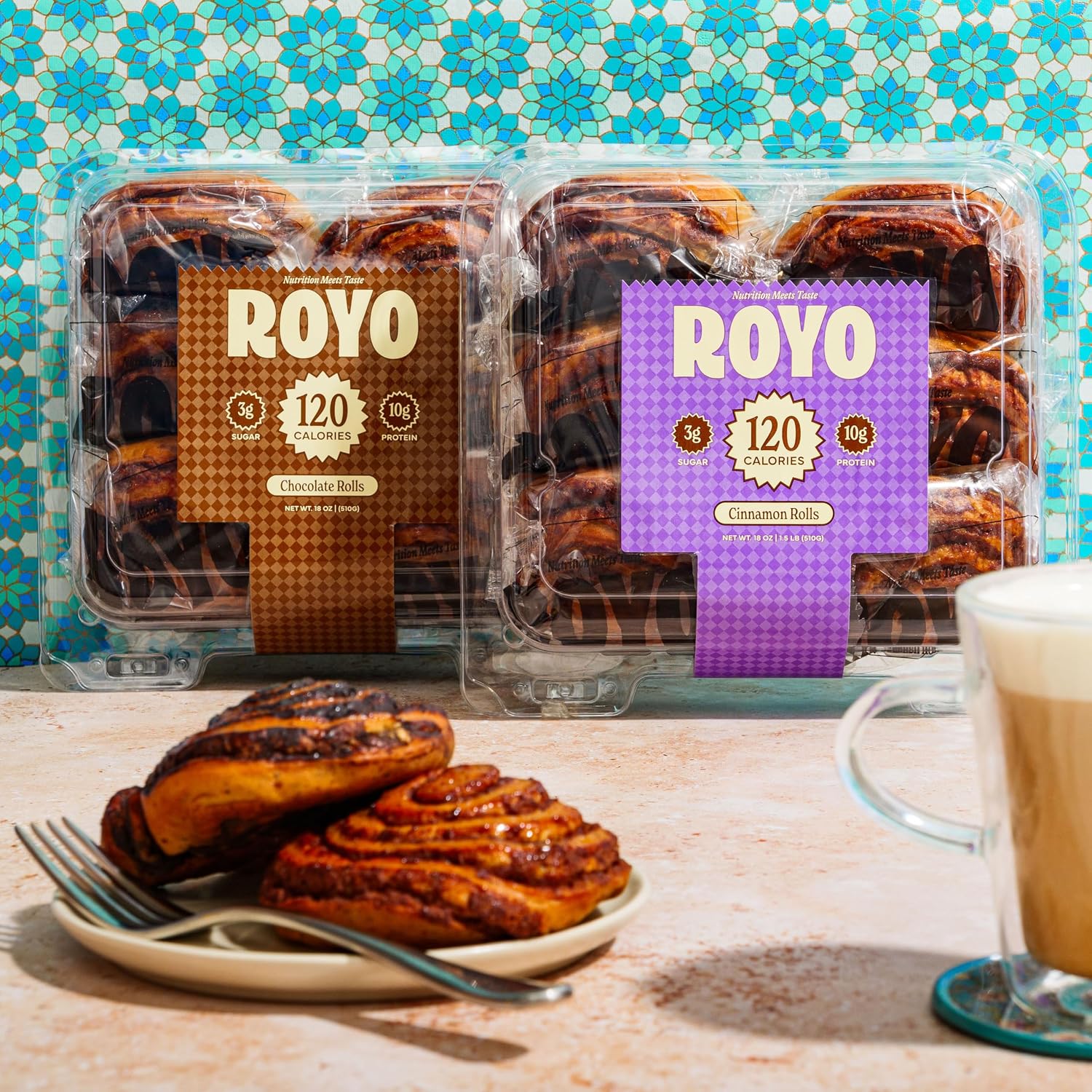 ROYO Rolls (2 Bags, 12 ct) | 120 Cal | 10g Protein (Chocalate & Cinnamon)