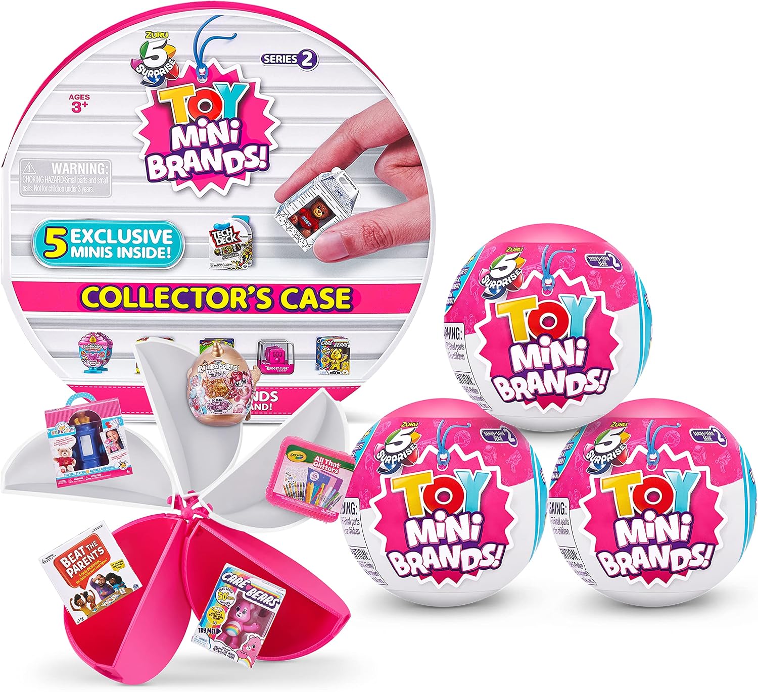 5 Surprise Toy Mini Brands Series 2 by ZURU (Collectors Case + 3 Pack Capsules) Amazon Exclusive Mystery Real Miniature Collectible Toys
