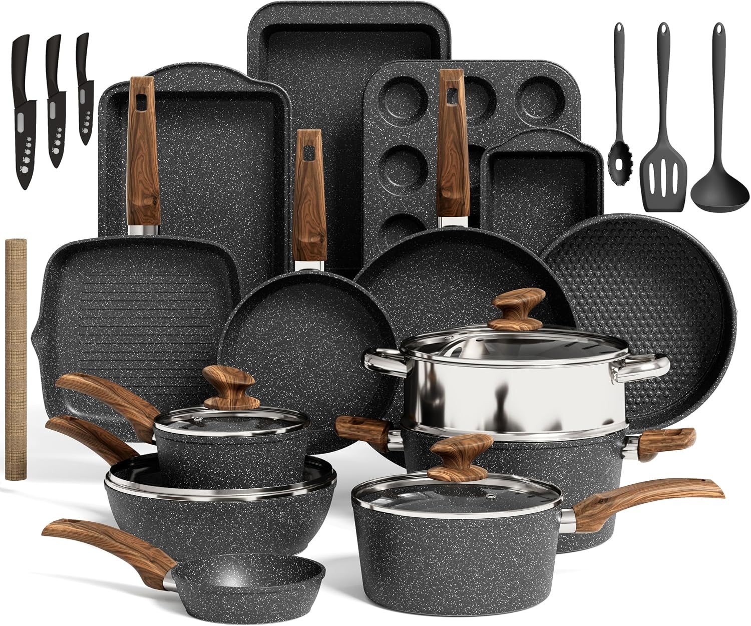 Kitchen Academy 30-Piece Induction Bakeware and Cookware Set