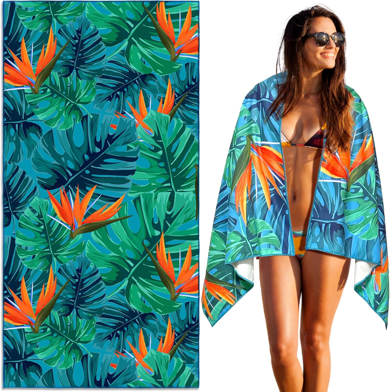 Lubibi Microfiber Beach Towel - Extra Large, Sand-Free, Lightweight Travel-Friendly, Palm Tree Design for Kids, Adults, Family, Gym, Pool (160 * 80cm)