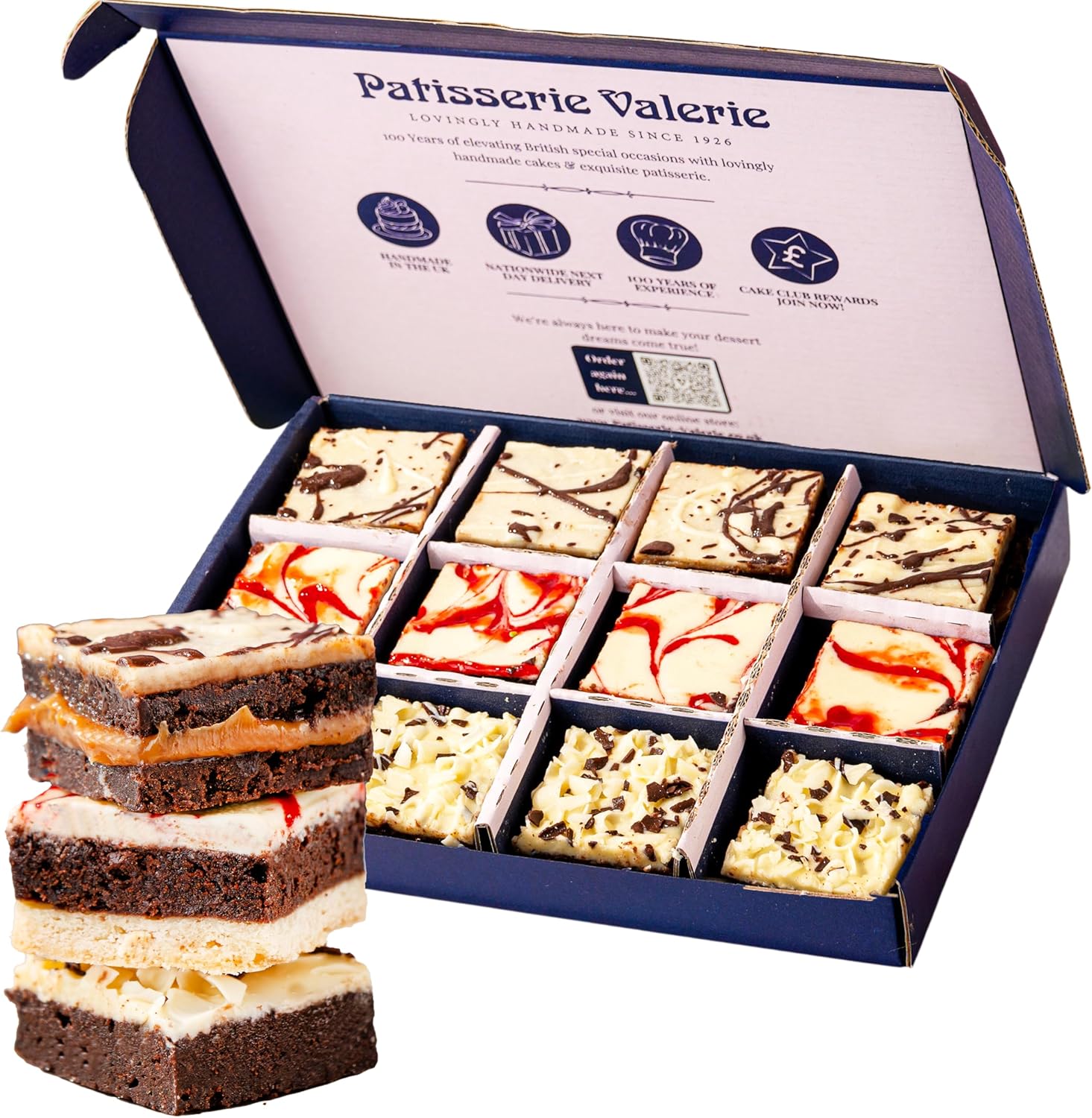 Patisserie Valerie Deluxe Chocolate Fudge Brownies, 12 Pack - Strawberry Shortcake, Salted Caramel & Triple Chocolate Brownies - Handmade in the UK - Birthday Gifts