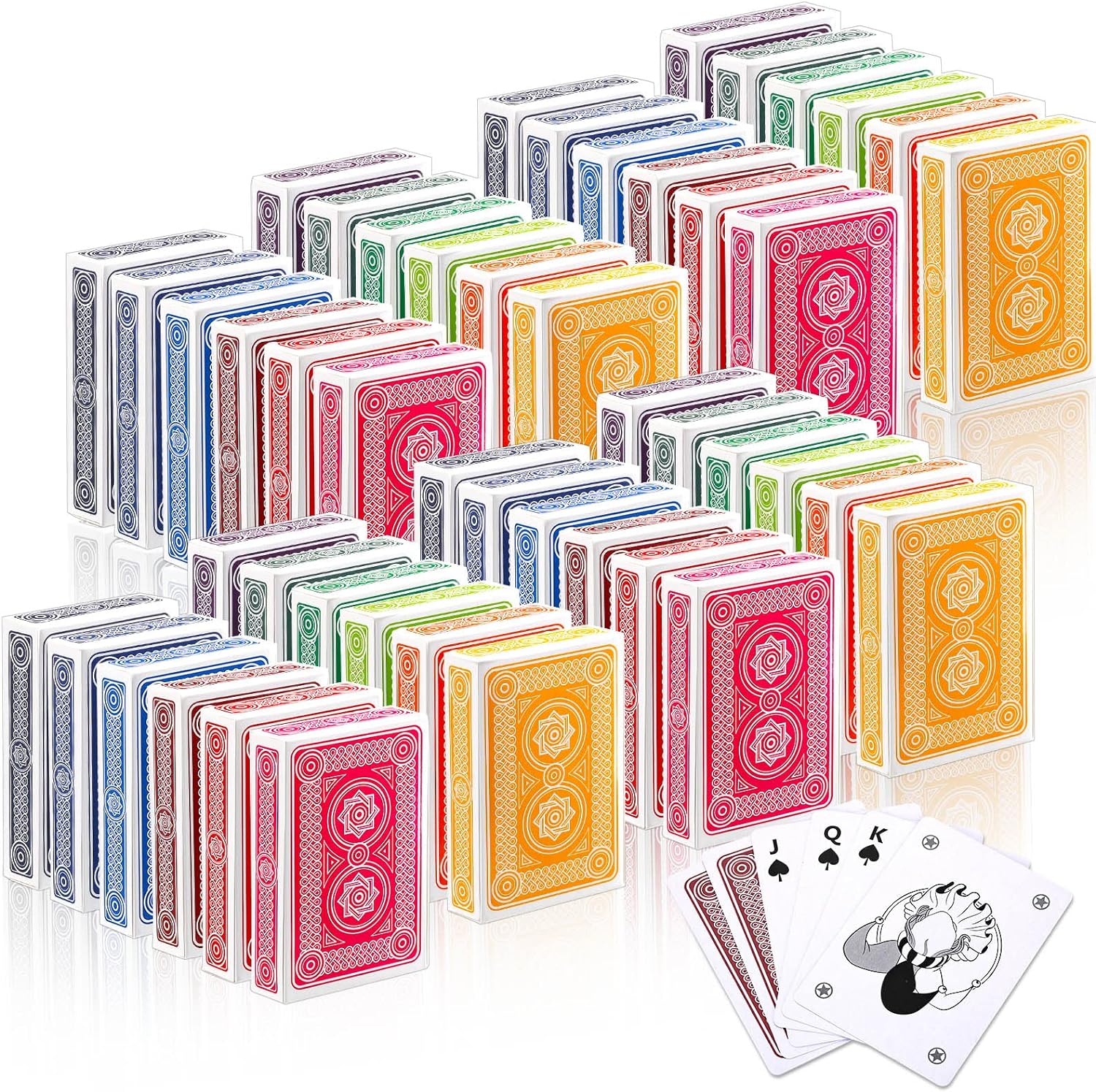 Zubebe 48 Pcs Playing Cards, Deck of Cards Bulk in Poker Size, Standard Playing Poker Decks for Kids Adults Activities Party Supplies Canasta Games (Hexagram Style)