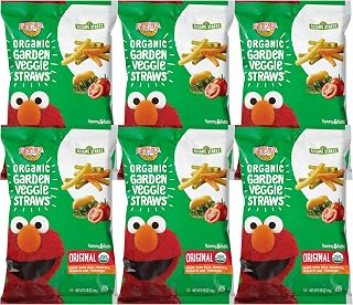 Earth's Best Organic Kids Snacks, Sesame Street Toddler Snacks, Organic Garden Veggie Straws for Toddlers 2 Years and Older, Original, 2.75 oz Bag, (Pack of 6)