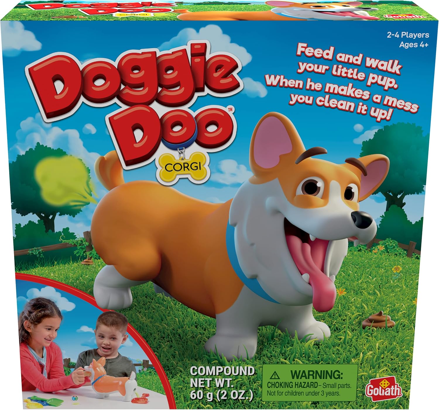 Goliath Games - Doggie Doo Corgi, Feed the Doggie and Collect His Doo to Win, Kids Action Game, for 2-4 Players, Ages 4+