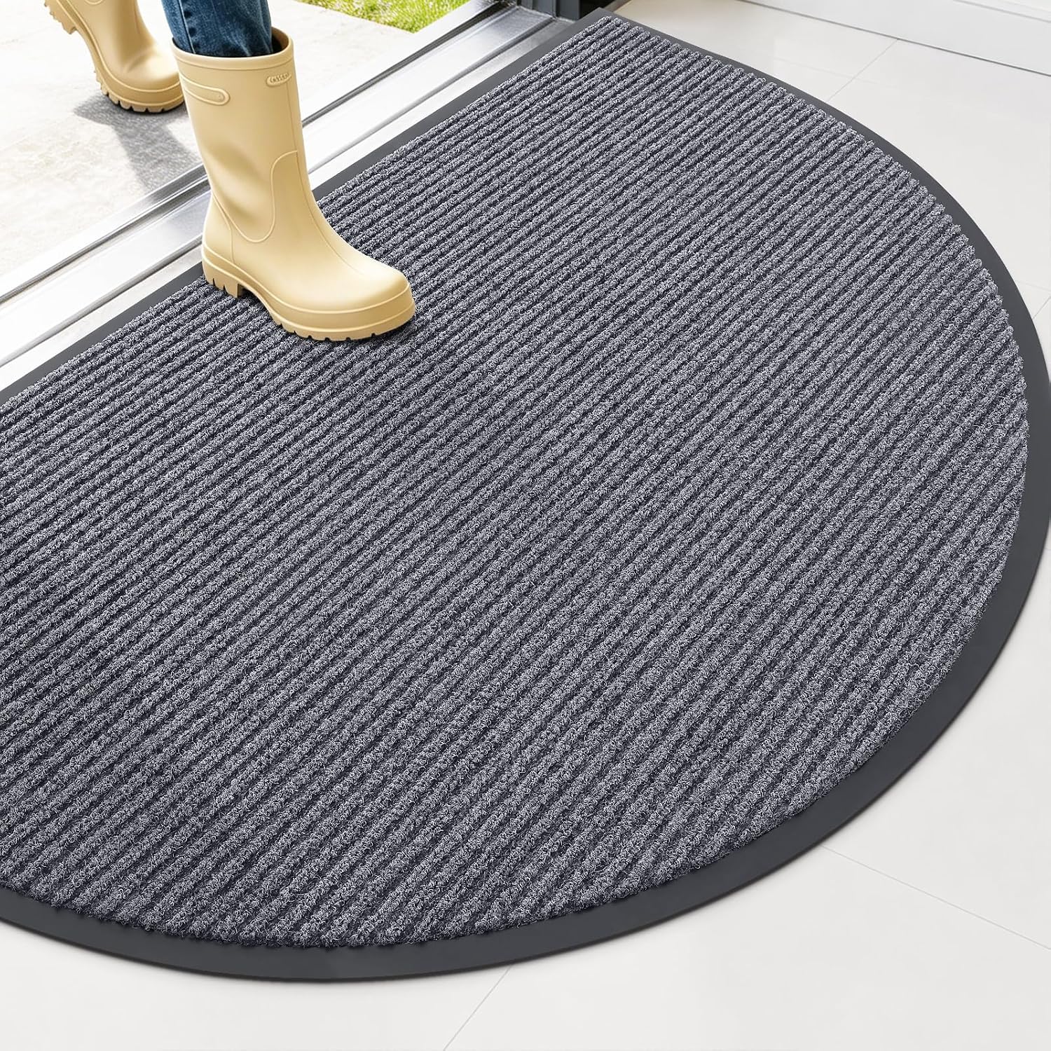 OLANLY Half Circle Front Door Mat 47x30, Waterproof Heavy-Duty Doormat