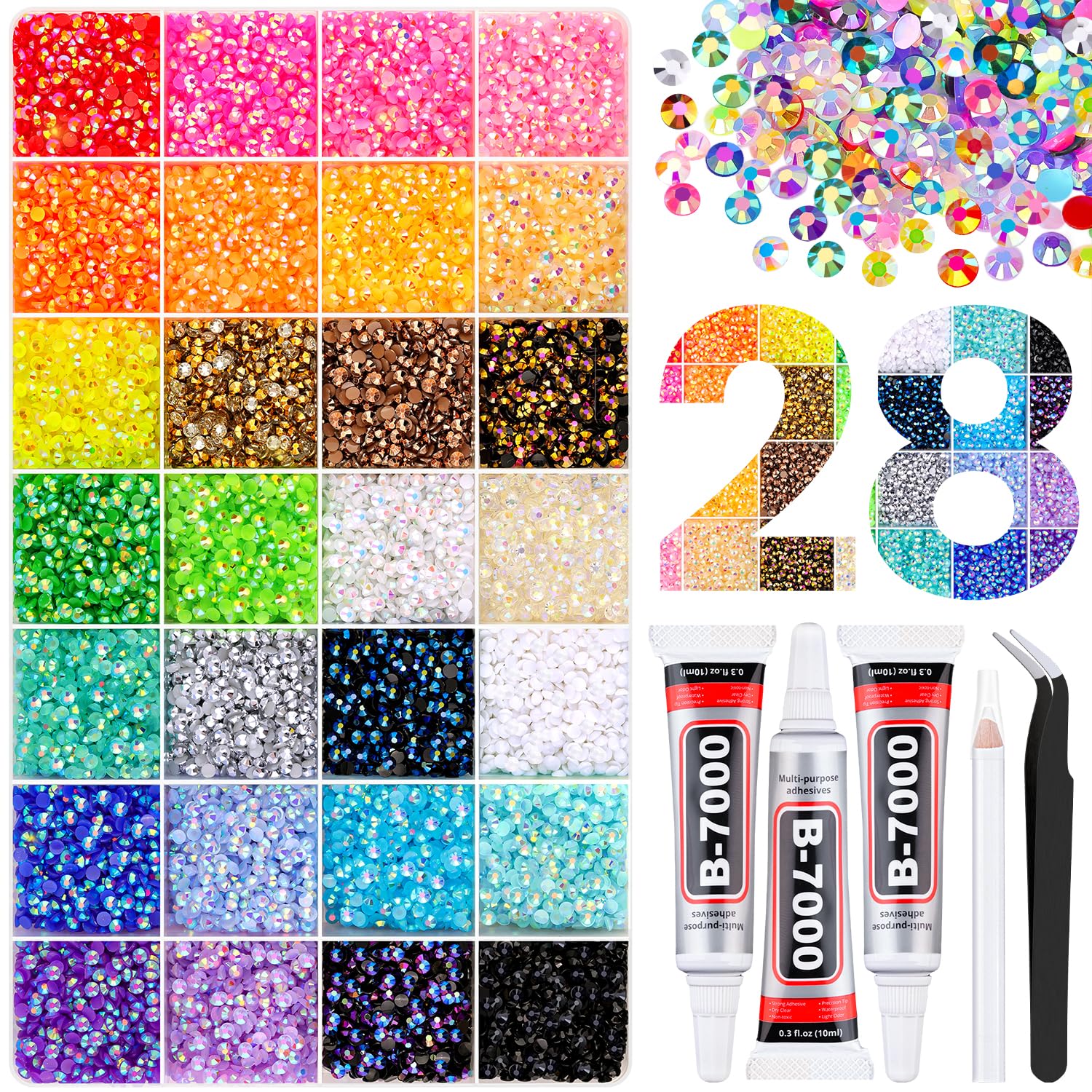TINKRSTUFF 38000Pcs 3mm Jelly Rhinestones Bedazzling Kit