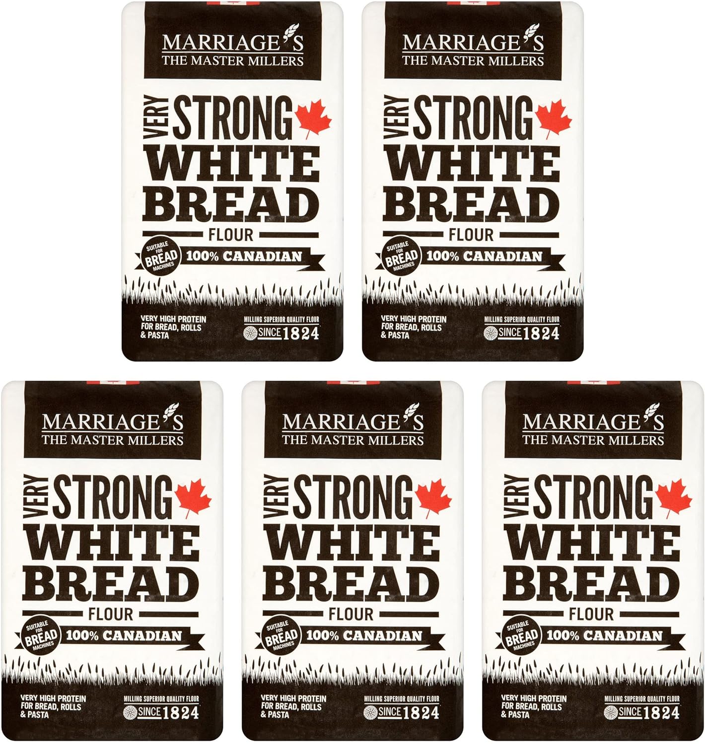 W & H Marriage & Son 100% Canadian Very Strong White Flour 1.5kg (Pack of 5)