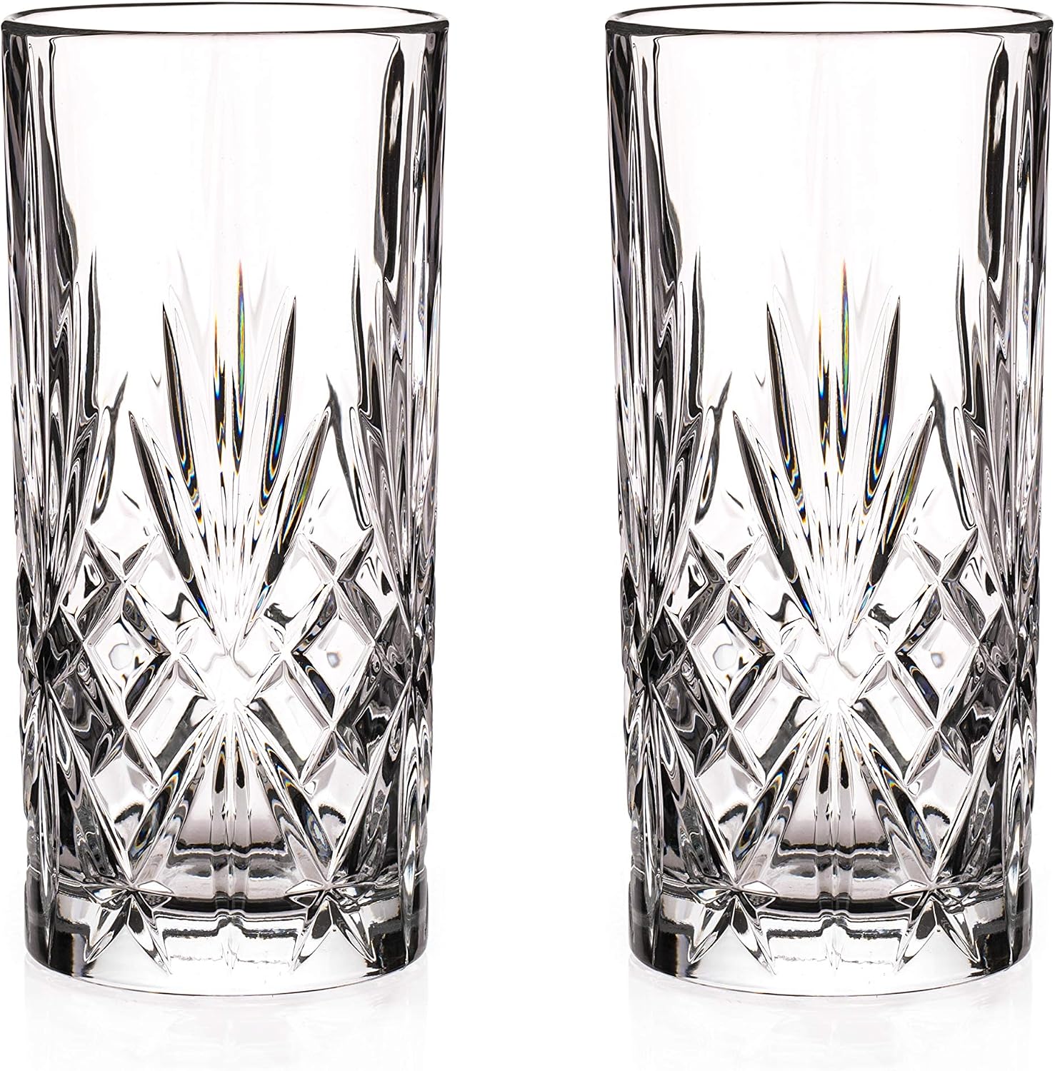 DIAMANTE Chatsworth Hi Ball Tumbler - Perfect for G&T, Water and Cocktails - Premium Lead Free Crystal - Set of 2