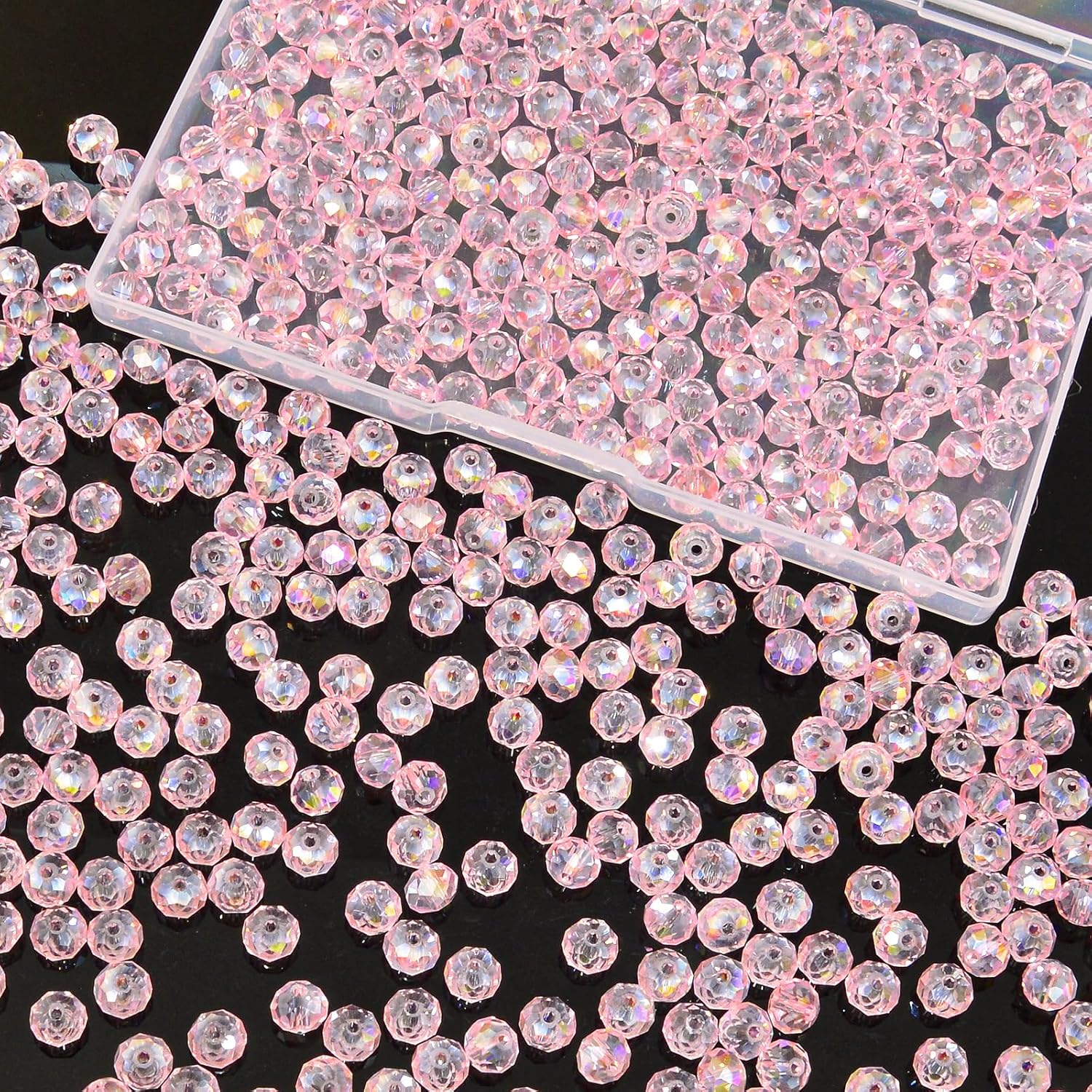 460Pcs 8mm Crystal Glass Beads for Jewelry Making Beads for Bracelets Necklace Pendants Making Supplies(Pink)