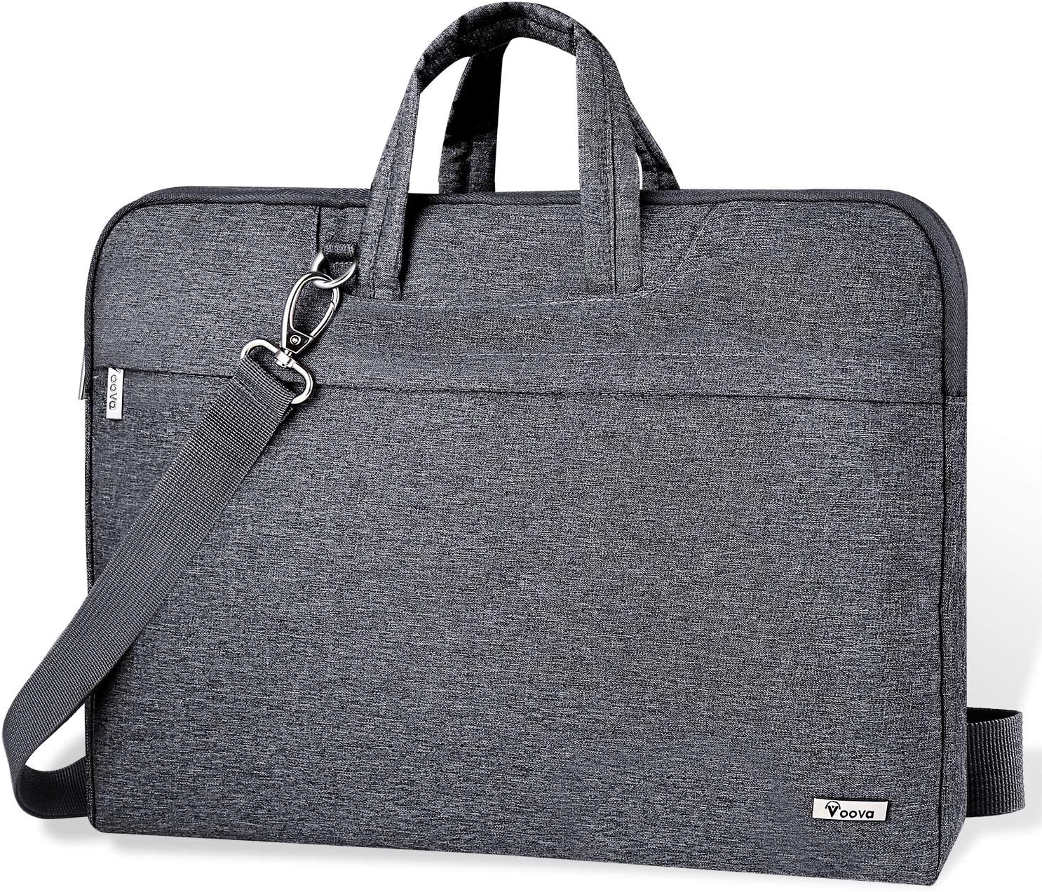 Voova Laptop Bag 17 17.3 Inch Water-resistant Laptop Sleeve Case with Shoulder Straps & Handle, Computer Case Cover Slim Briefcase Compatible with 17-18” Hp Dell Asus Acer, Grey