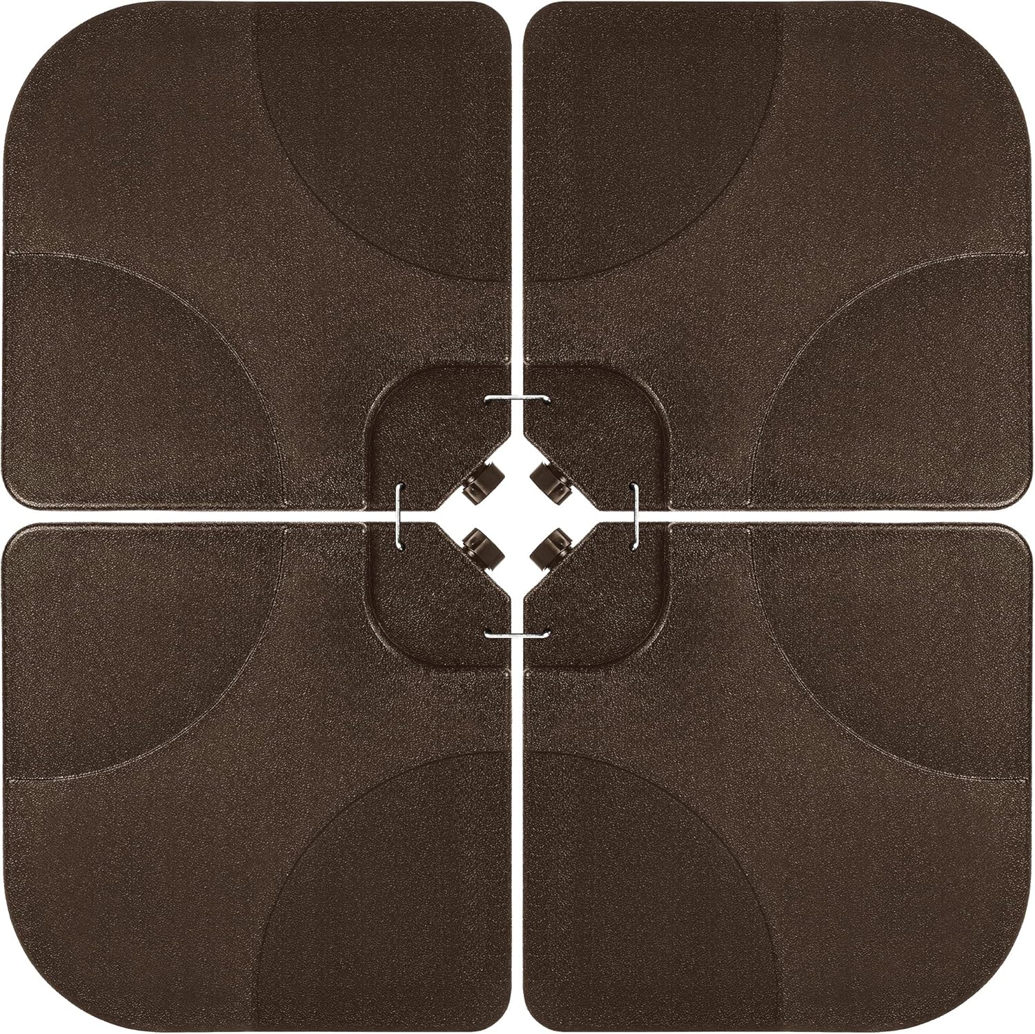 Best Choice Products 4-Piece 155lb Capacity Heavy-Duty Cantilever Offset Patio Umbrella Stand Square Base Plate Set w/Easy-Fill Spouts for Water or Sand - Brown