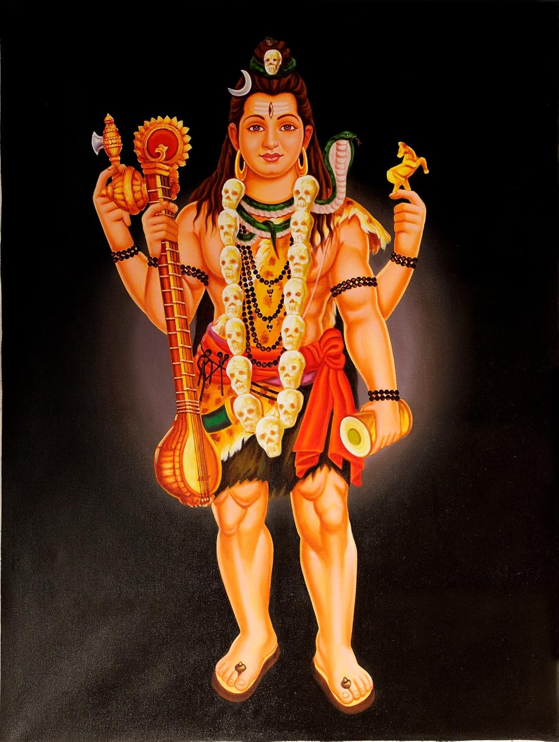Exotic India Pashupatinath Shiva with Veena, Multicolor, Size: 36 inch x 48 inch