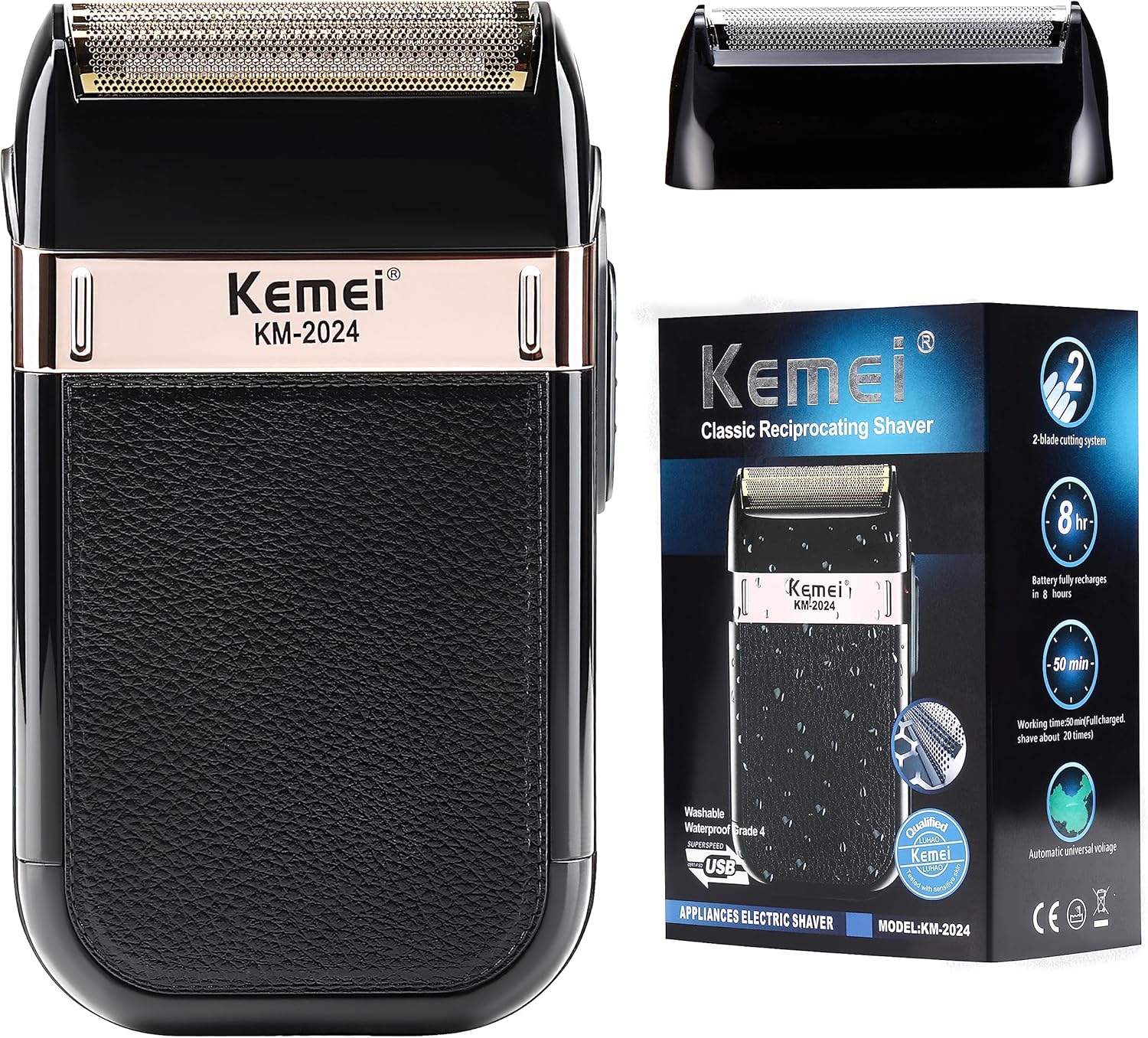 KEMEI Foil Shaver for Men,Waterproof Razor Shaver,Cordless Electric Rechargeable Shavers,Trimmer Razors Blade Washable Grooming Razor Gift for Men