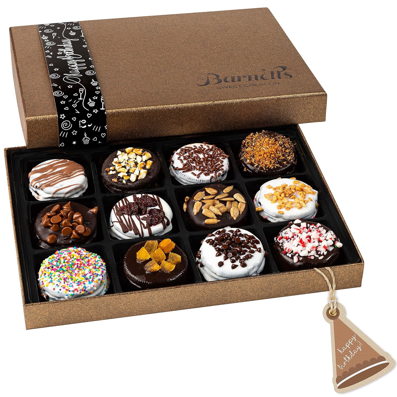 Barnetts Happy Birthday Gifts Chocolate Cookies Basket for Women, Prime for Mom, Wife, Aunt, Grandma, Niece, Daughter, Sister, Best Friend