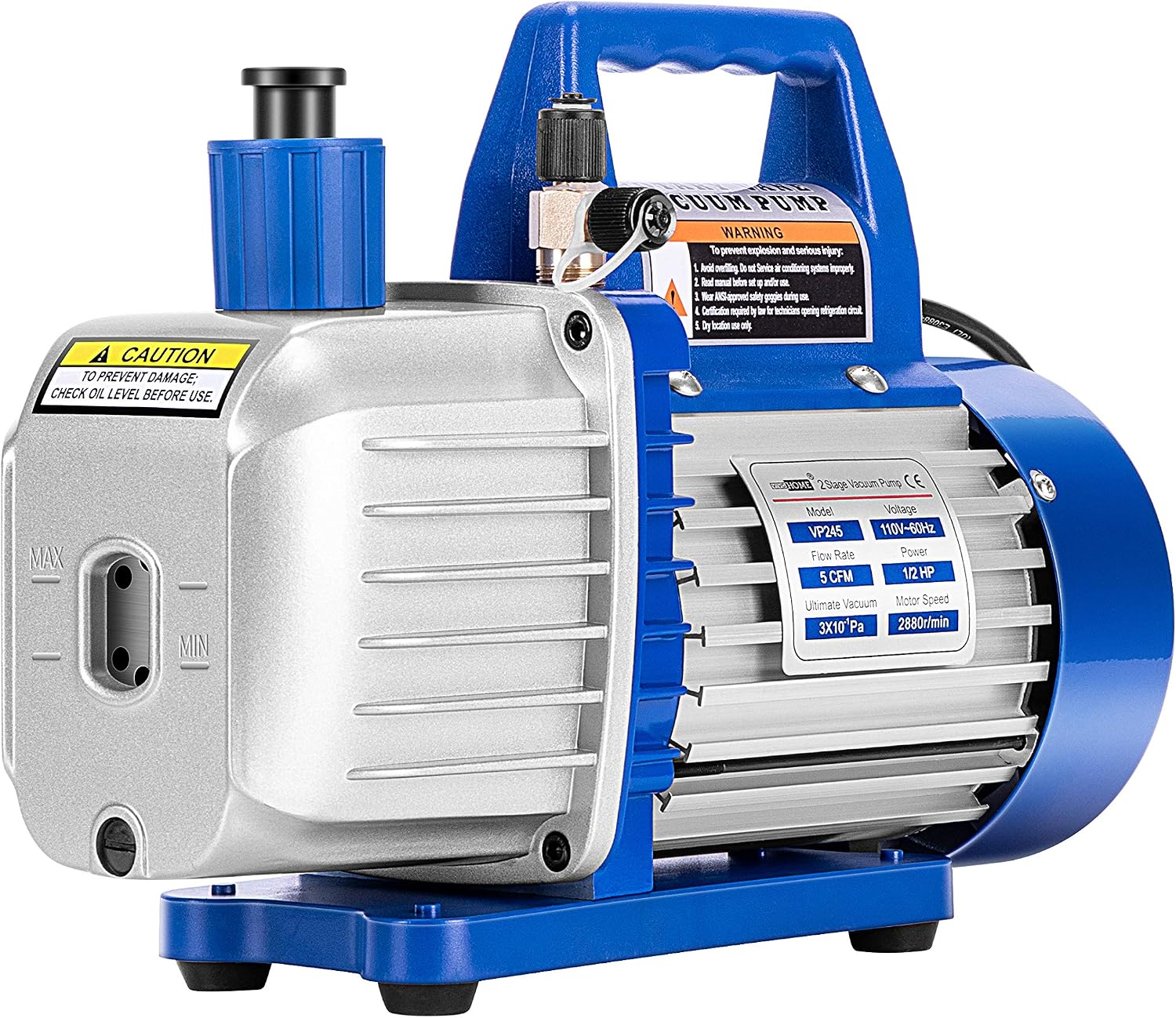 VIVOHOME 110V 1/2 HP 5 CFM Dual Stage Rotary Vane HVAC Air Vacuum Pump