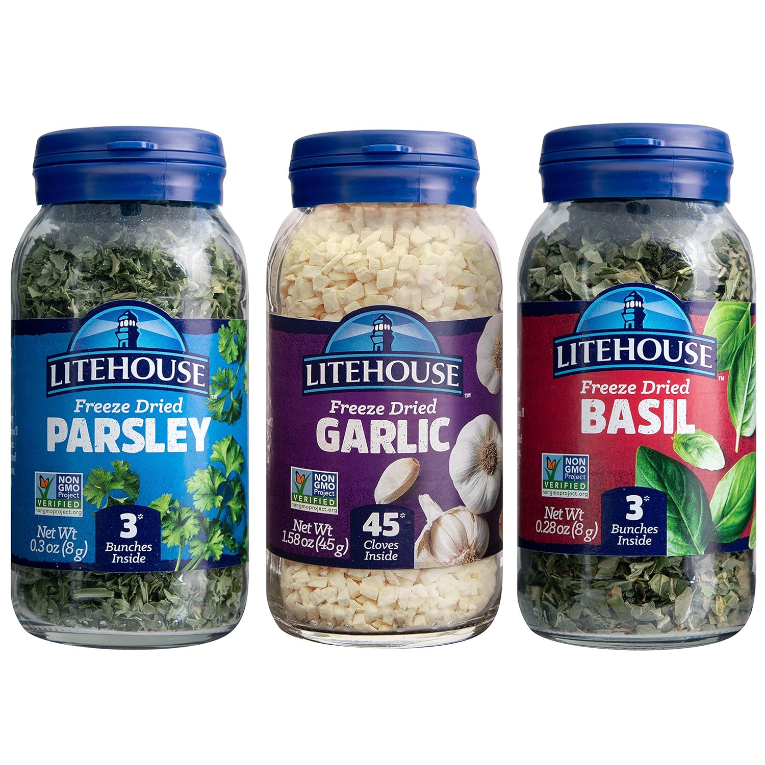 Litehouse Freeze-Dried Herbs Flavors of Italy - Freeze Dried Garlic, Freeze Dried Basil, Freeze Dried Parsley, Non-GMO, Gluten-Free - 3-Pack