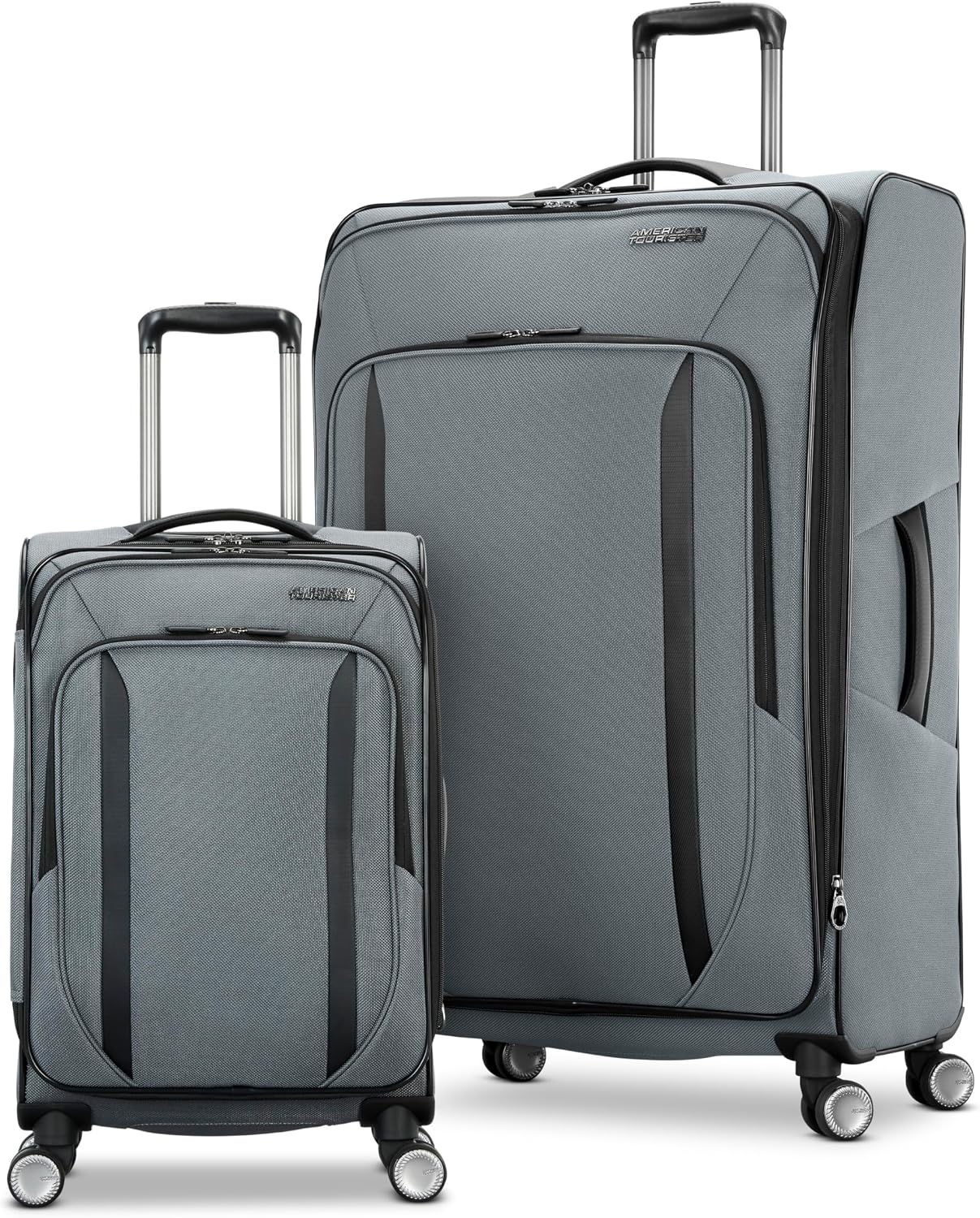 American Tourister Dash XLT 2 Piece Soft Side Expandable Luggage Set with Spinner Wheels, Graphite