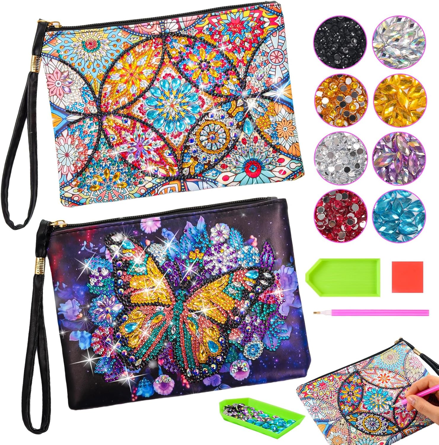 iKidiki Easter Craft Kits for Kids, Diamond Art Bags 6 7 8 9 10 Year Old Girl Gifts Toys for 6-15 Year Old Girls Sequin Art and Crafts for Girls Ages 7-15 Easter Gifts for Kids 3D Diamond Painting Kit