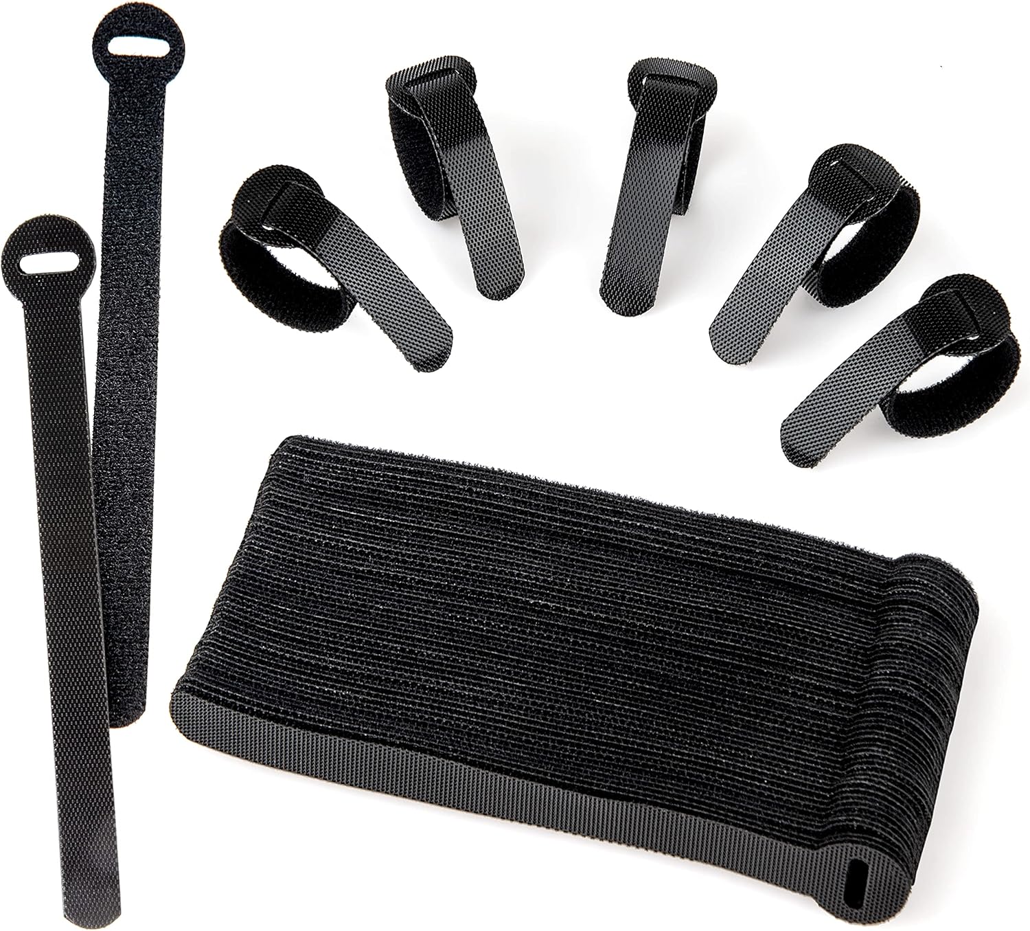 ARMIZ 60 x Reusable Cable Ties Black, Adjustable Releasable Hook and Loop Cable Straps for PC Cable Management, Organizing Cords, TV, Desk