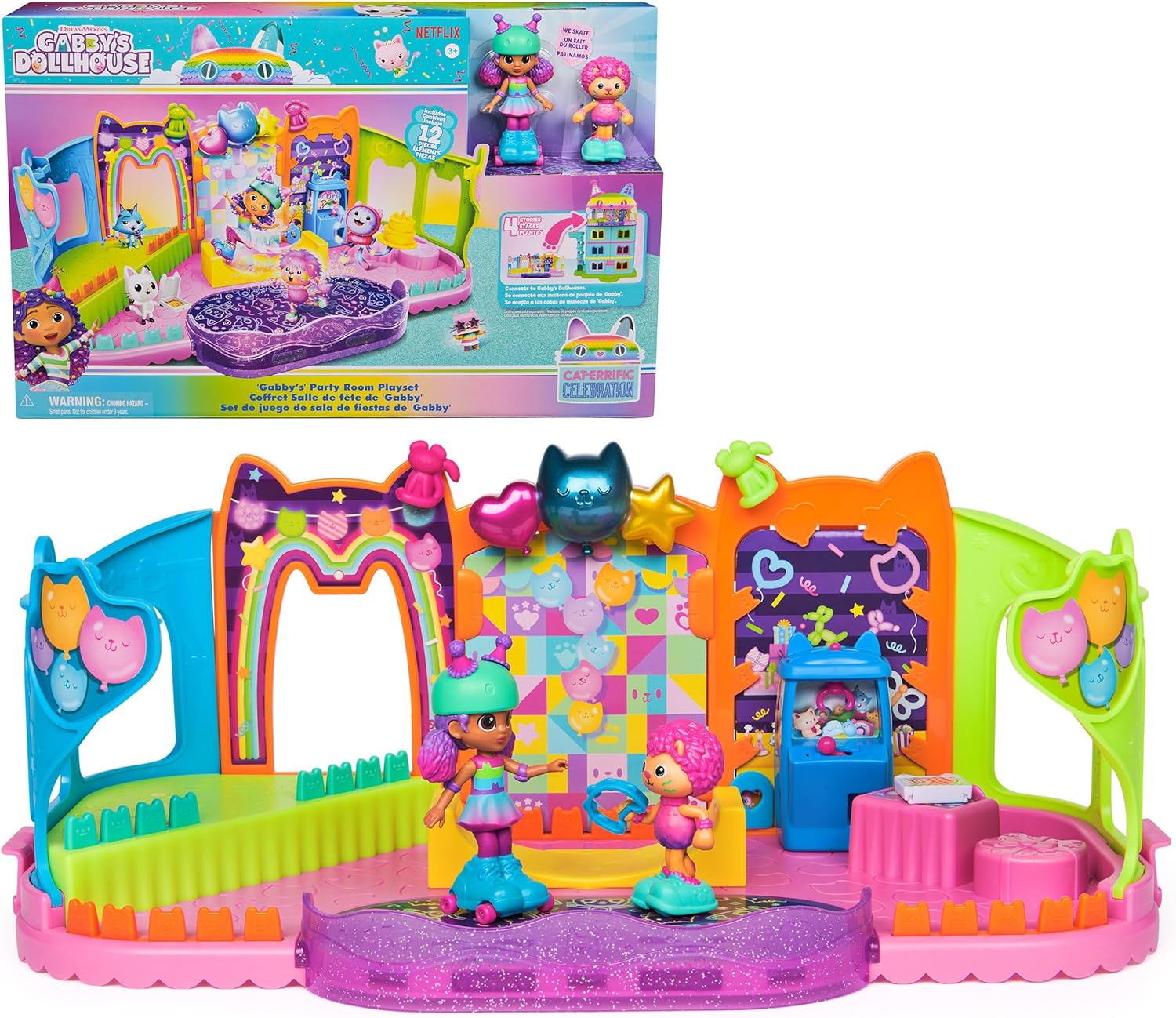 Gabby's Dollhouse, Party Room Playset with Exclusive Toy Figures, Dollhouse Furniture, Accessories & Fidget Play, Kids Toys for Girls and Boys Ages 3+