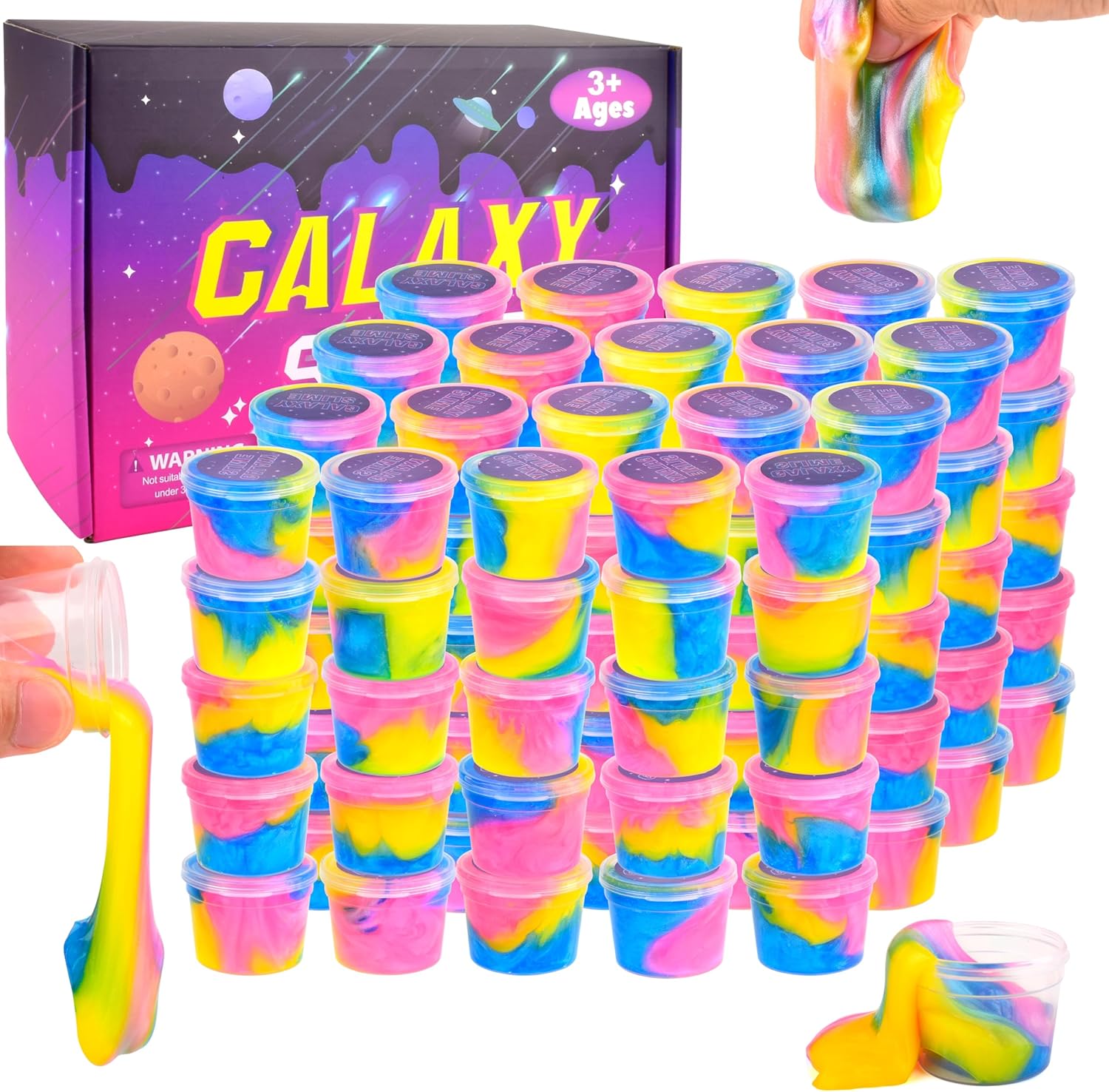 102 Pack Bulk Galaxy Slime Kit Age 3+, Party Favors for Kids Cup Bulk DIY Stress Relief Putty Toy Stretchy & Non-Sticky Christmas Easter Birthday Goodie Bag Stuffer Classroom Reward for Girls Boys