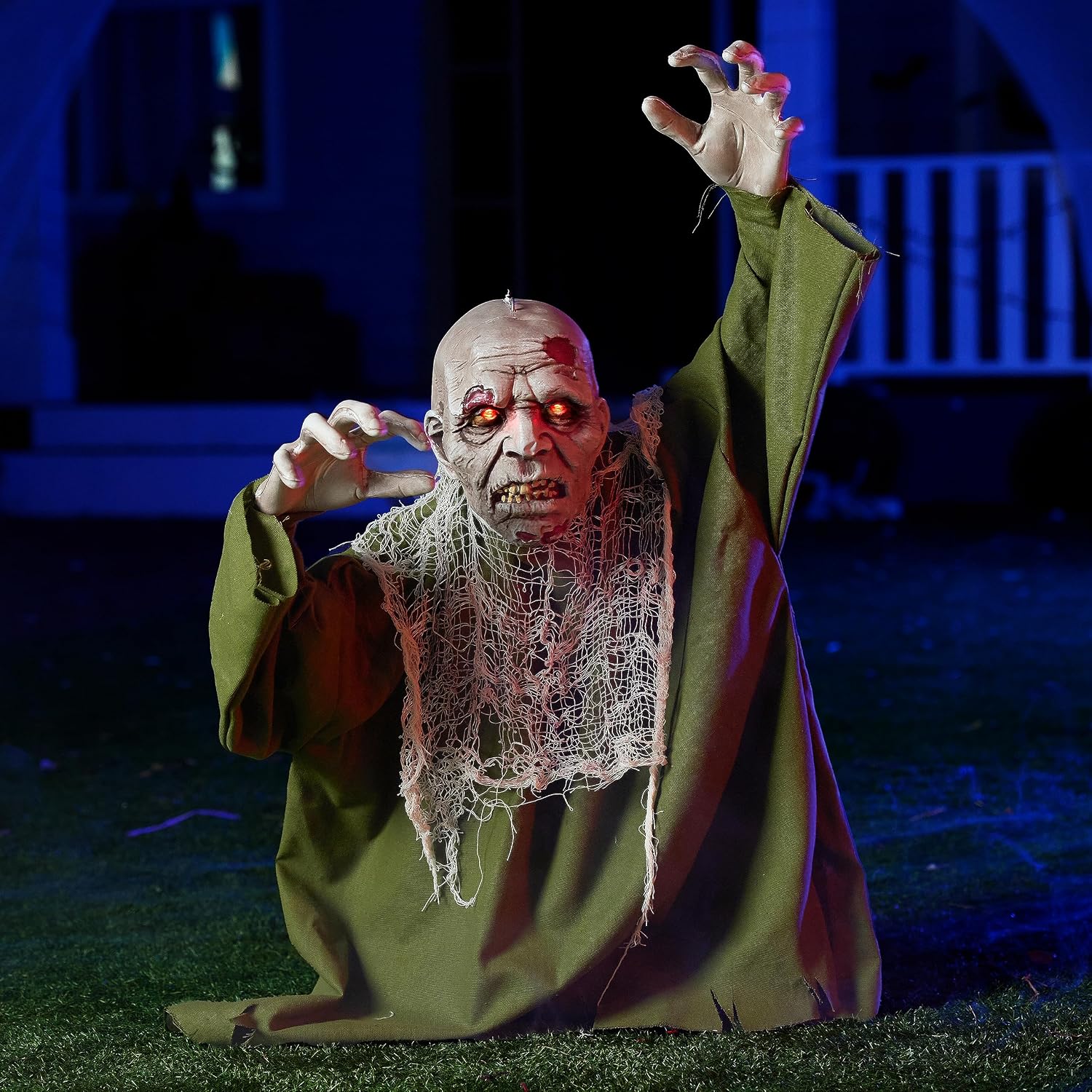 JOYIN Halloween Animated Zombie Groundbreaker with Light Up Eyes Creepy Animatronic Decorations with Movable Arms for Halloween Party Prop and Outdoor Lawn Patio Yard Decor Halloween Decorations