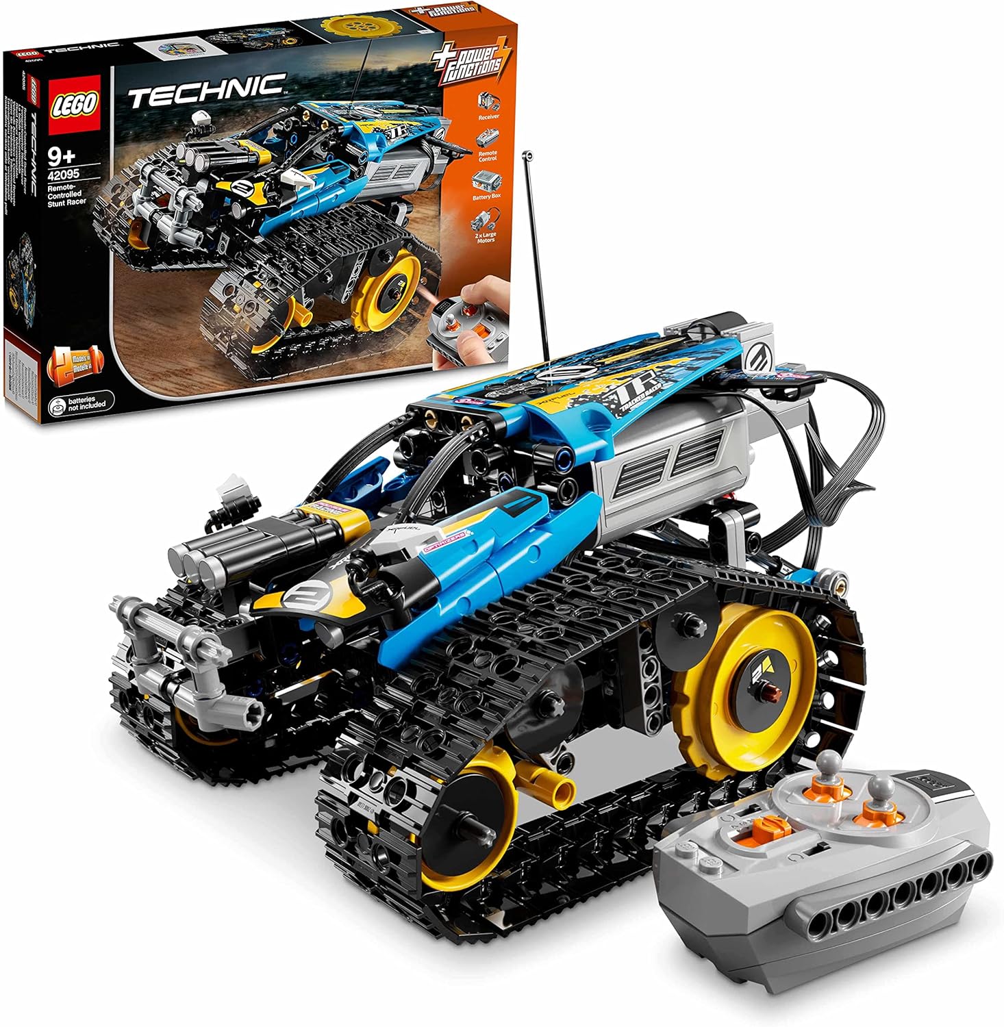 LEGO 42095 Technic Remote-Controlled Tracked Stunt Racer Toy Age 6+, 2 in 1 Race Car Model with Power Functions Motor Building Set, Racing Vehicles Collection